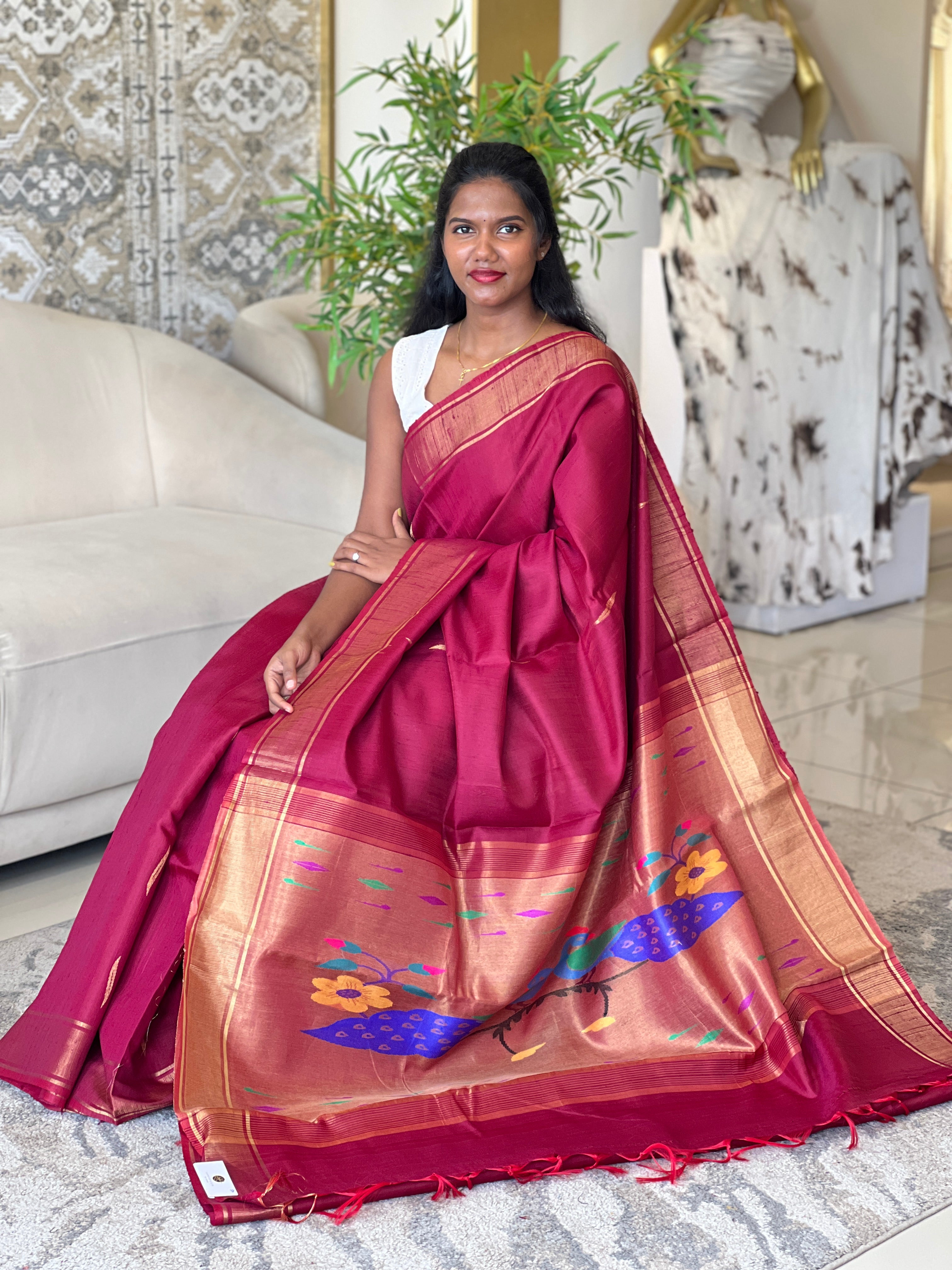 Thread And Zari Woven Raw Silk Saree | HS1359