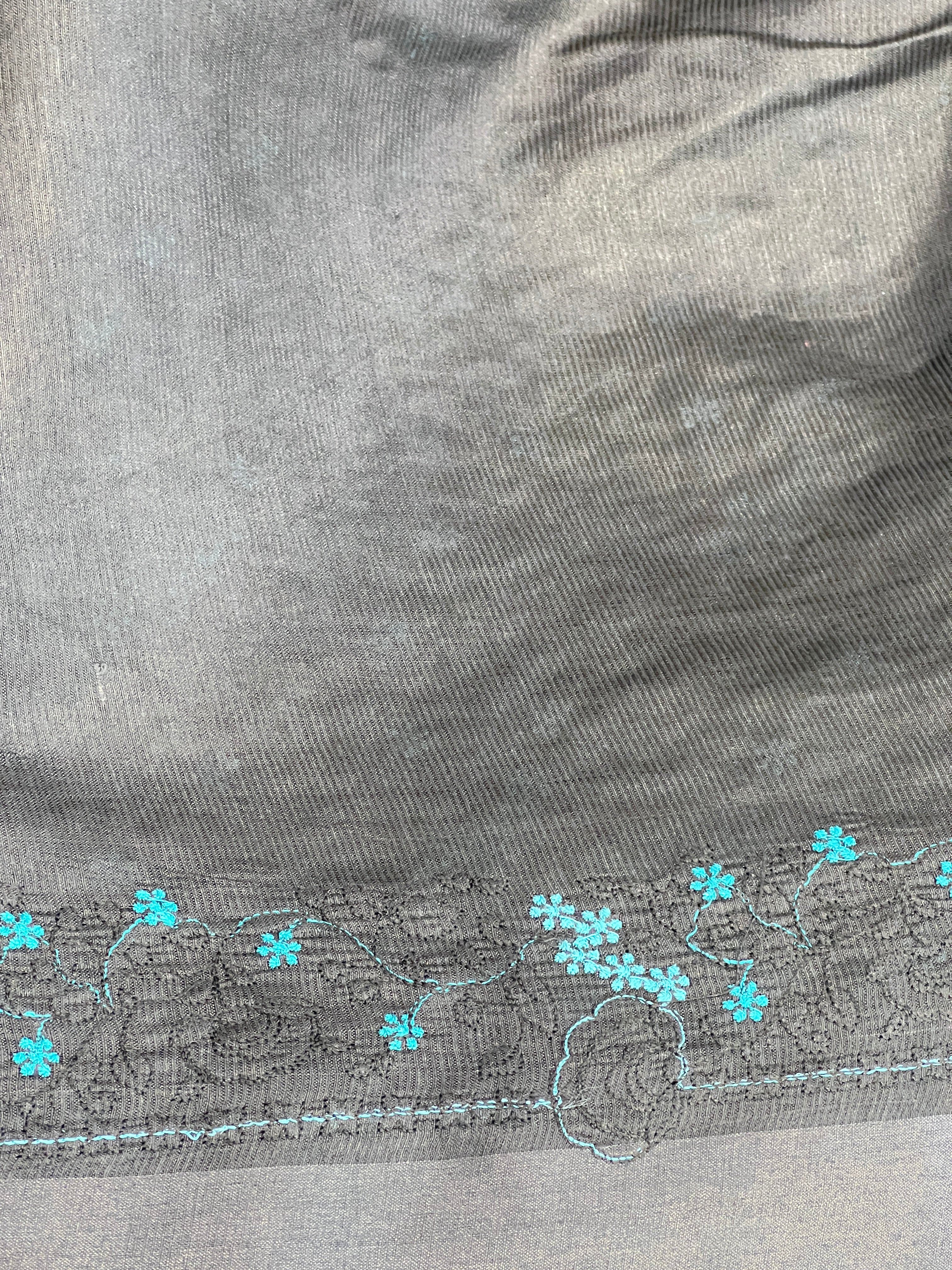 Point Embroidery Floral Detailed Tussar Saree | HS1285