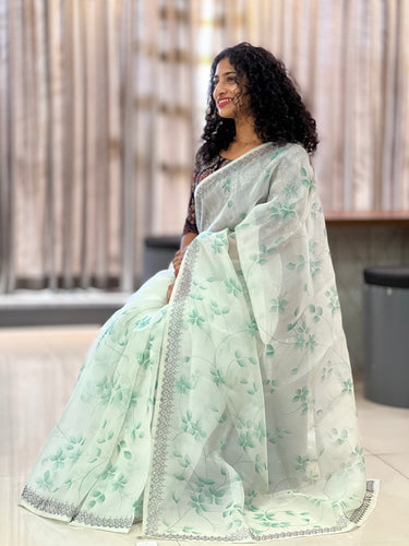 Floral Digital Printed Organza Saree | SBS706