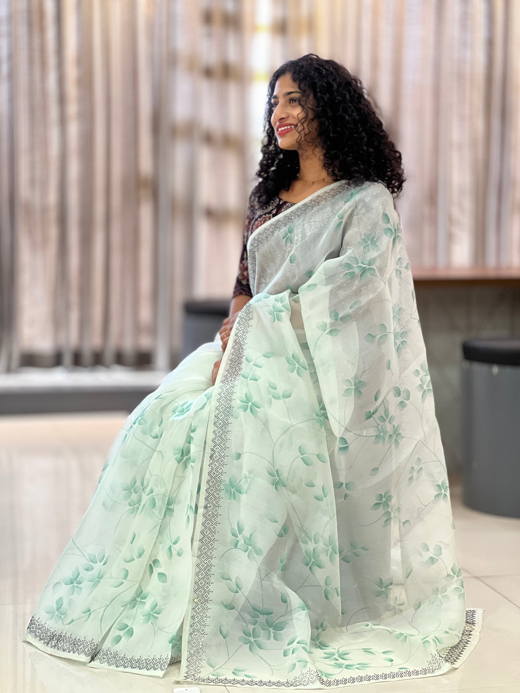 Floral Digital Printed Organza Saree | SBS706