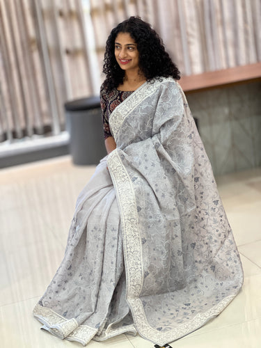 Floral Machine Embroidery Supernet Kota Saree | SBS678