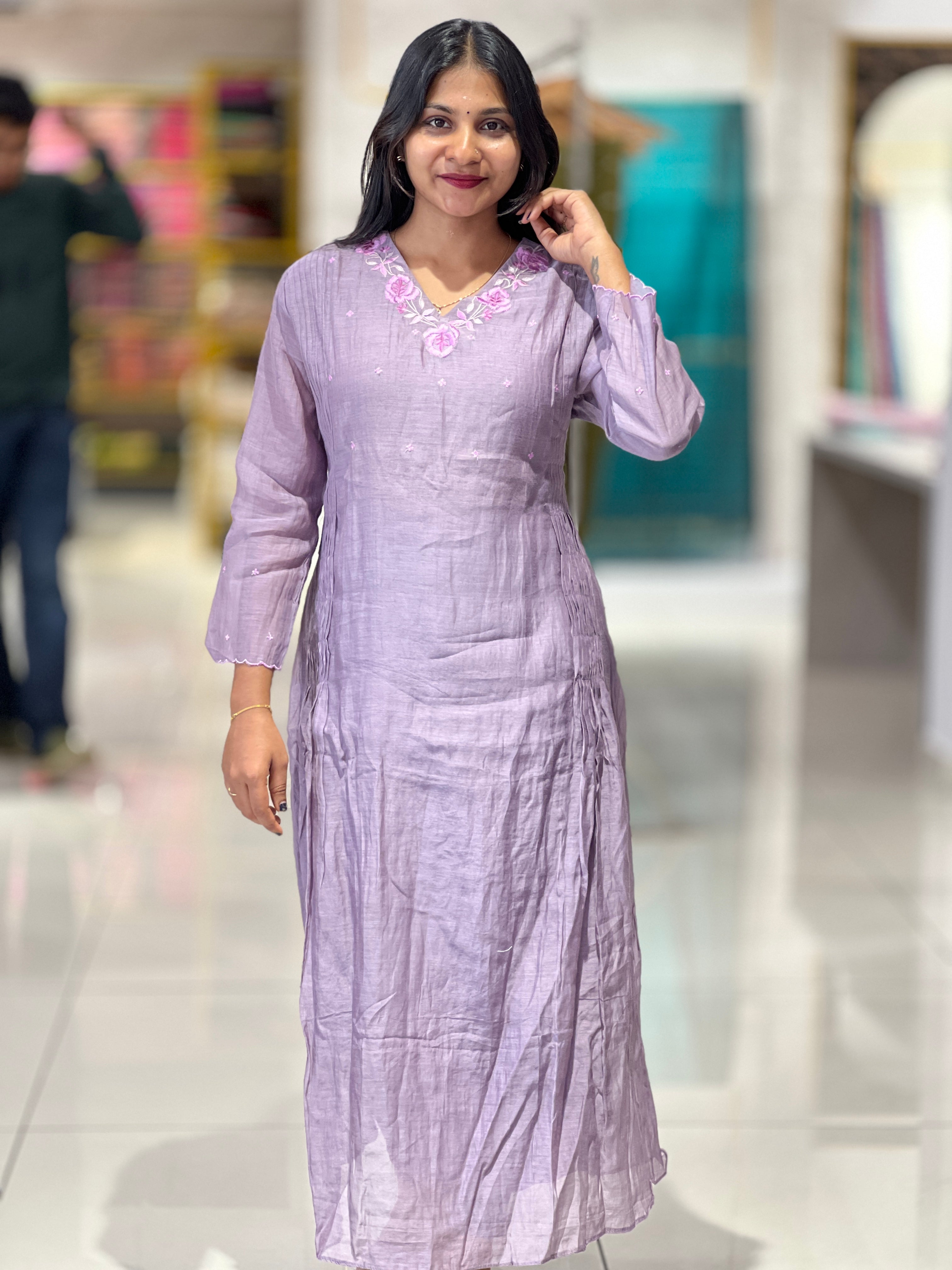 Embroidery Detailing Chanderi Kurta | ADS101