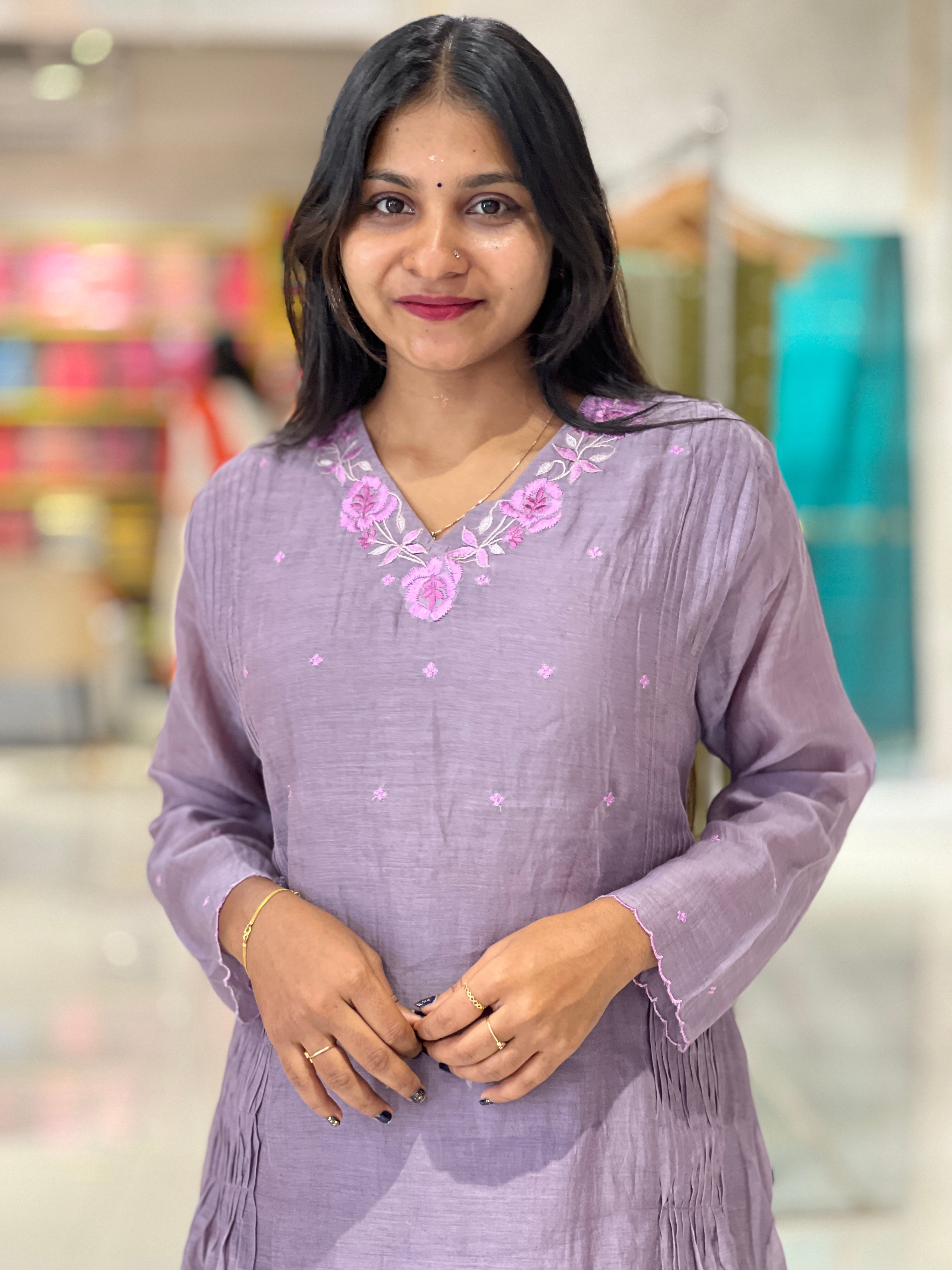 Embroidery Detailing Chanderi Kurta | ADS101