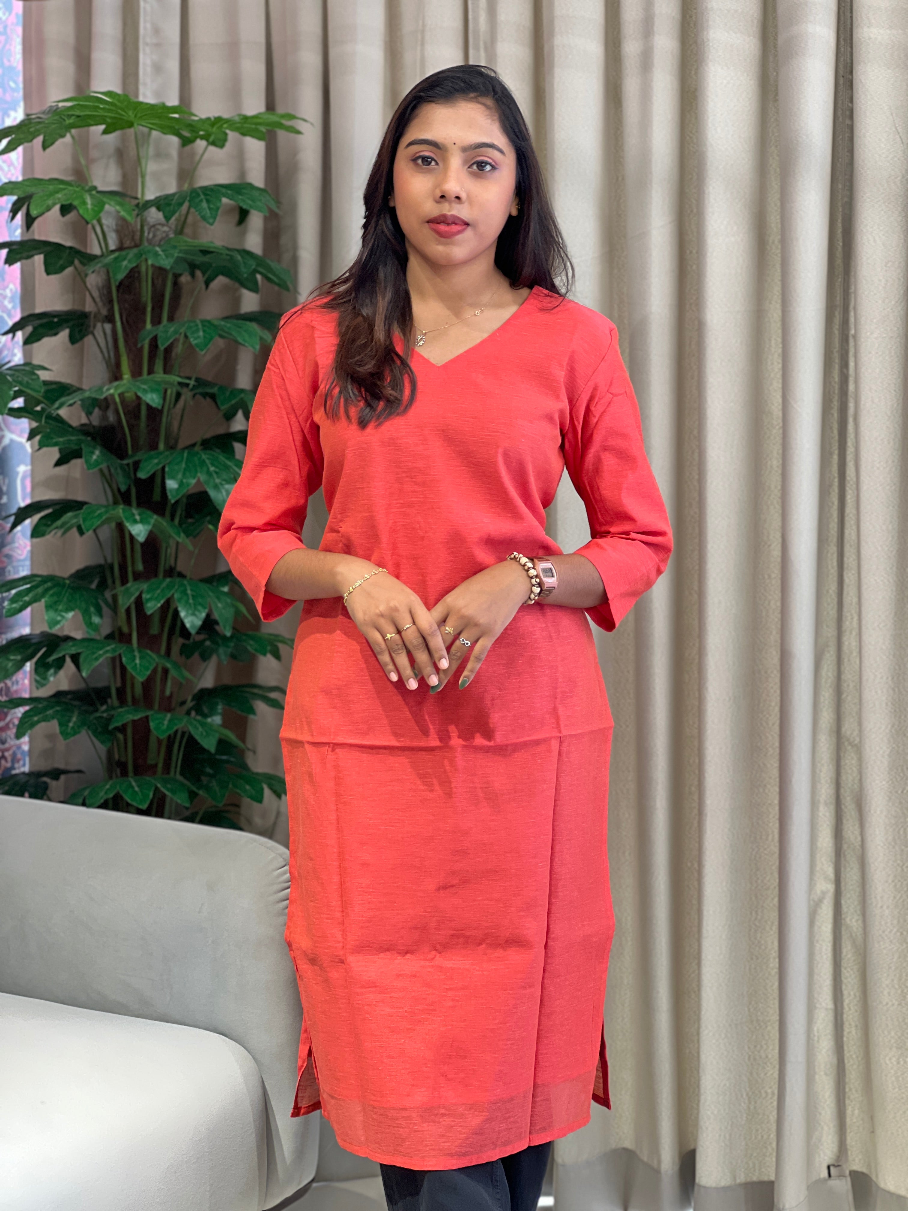 Solid Raw Cotton Kurta | DNT1045