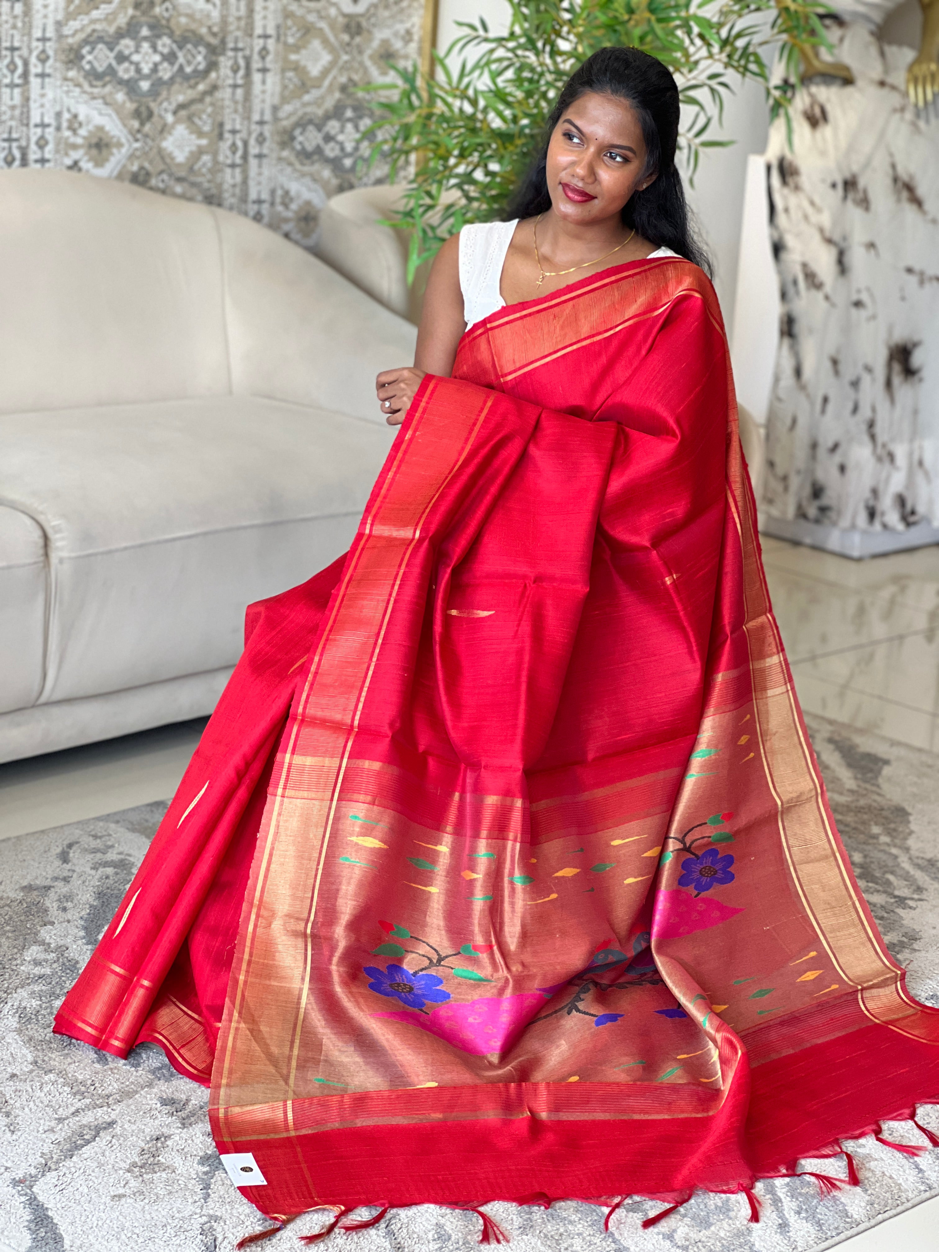 Thread And Zari Woven Raw Silk Saree | HS1358