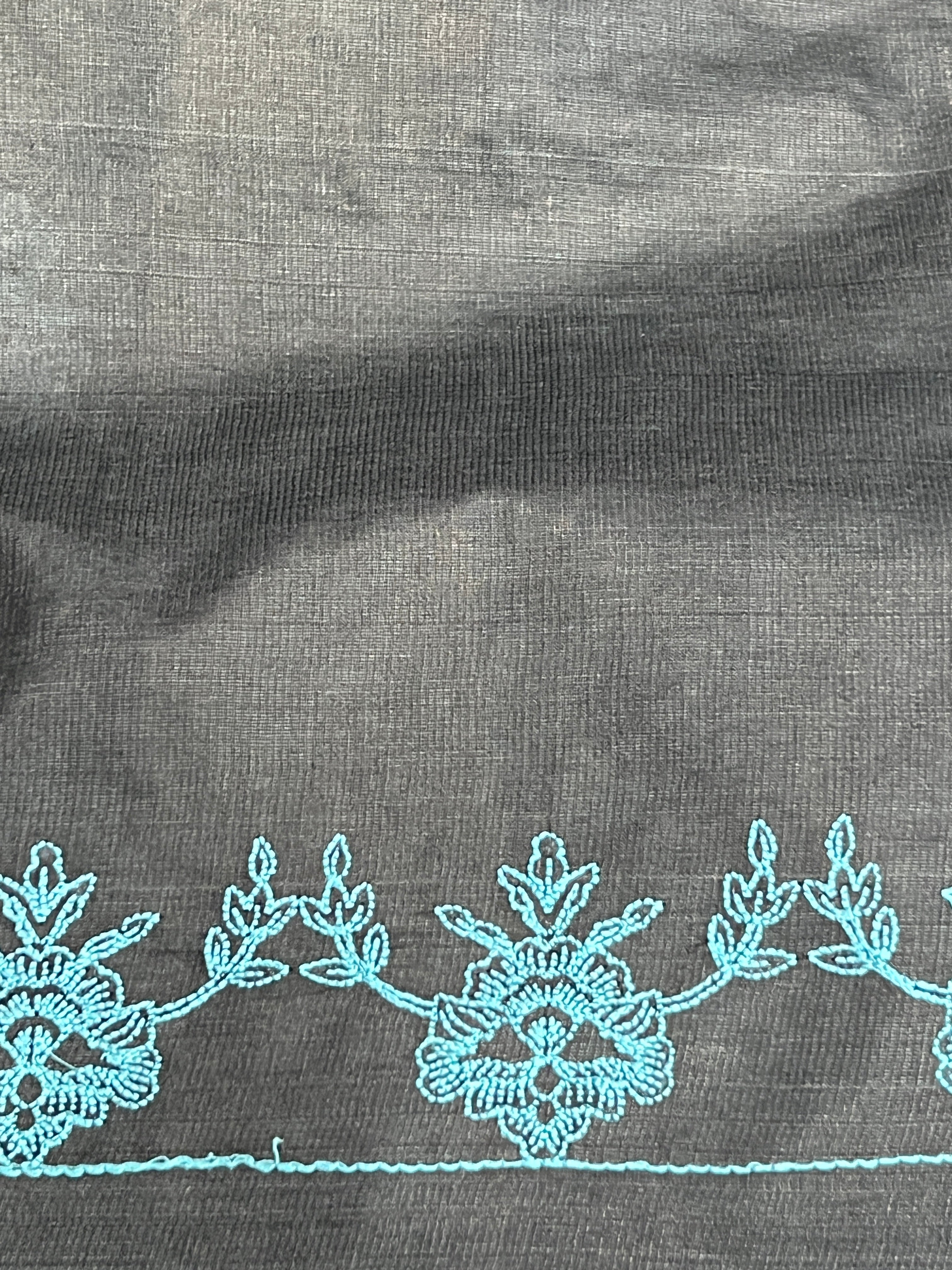 Lucknowi Inspired Jaal Embroidery detailed Noil Tussar Saree | HS1304