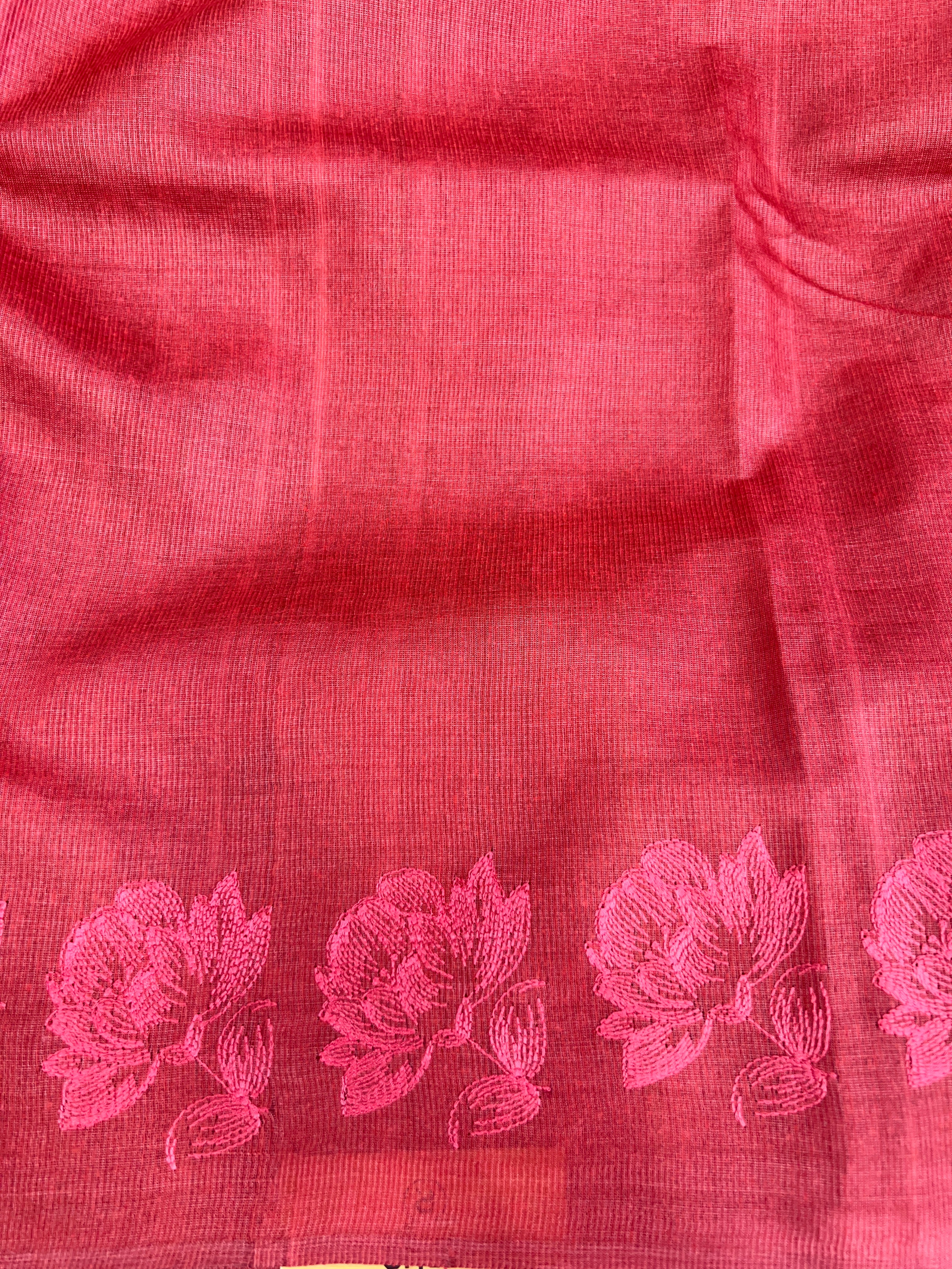 Floral Embroidery Detailed Tussar Saree | HS1302
