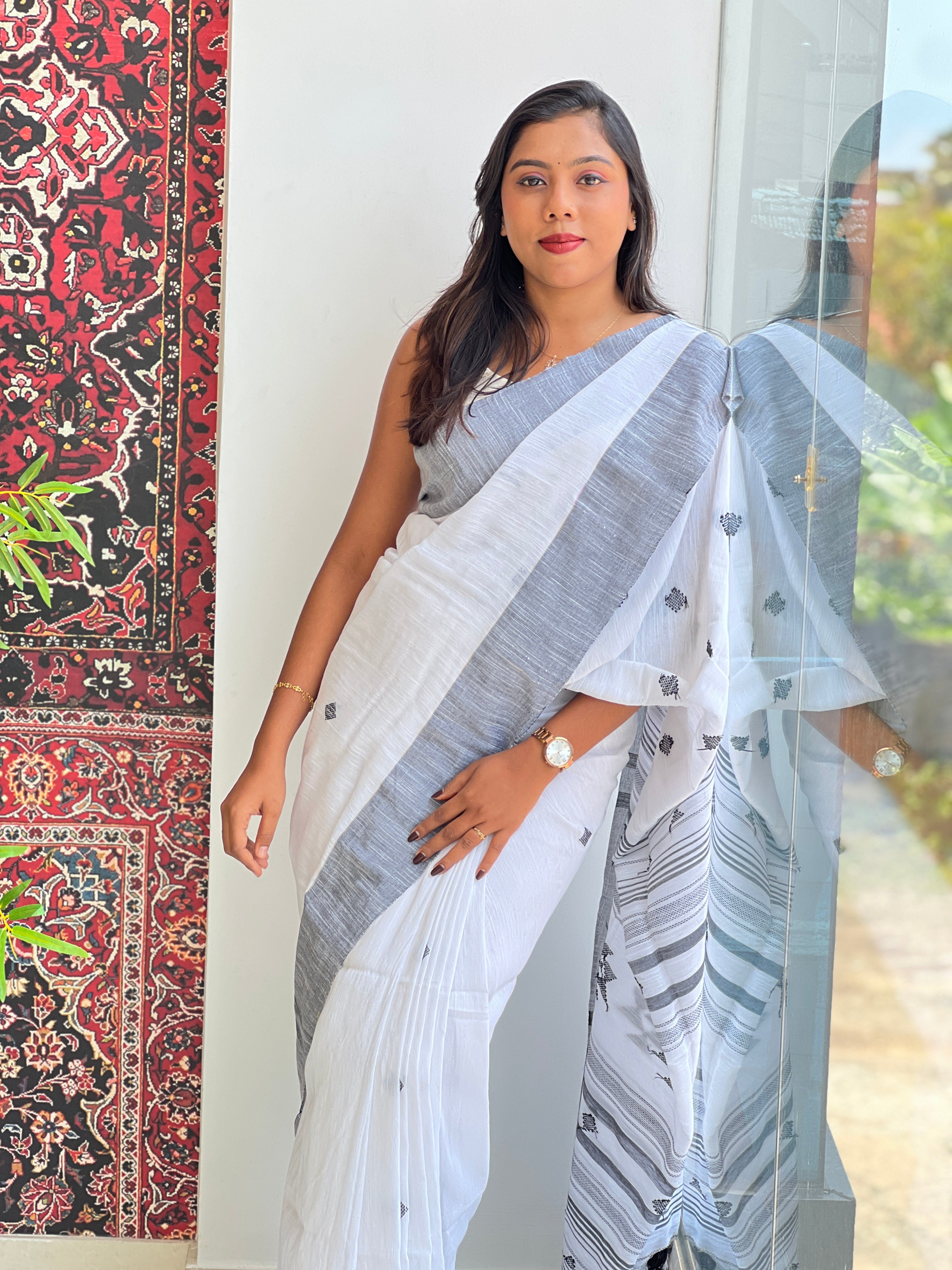Geometric Pattern Bengal Cotton Saree | SA172