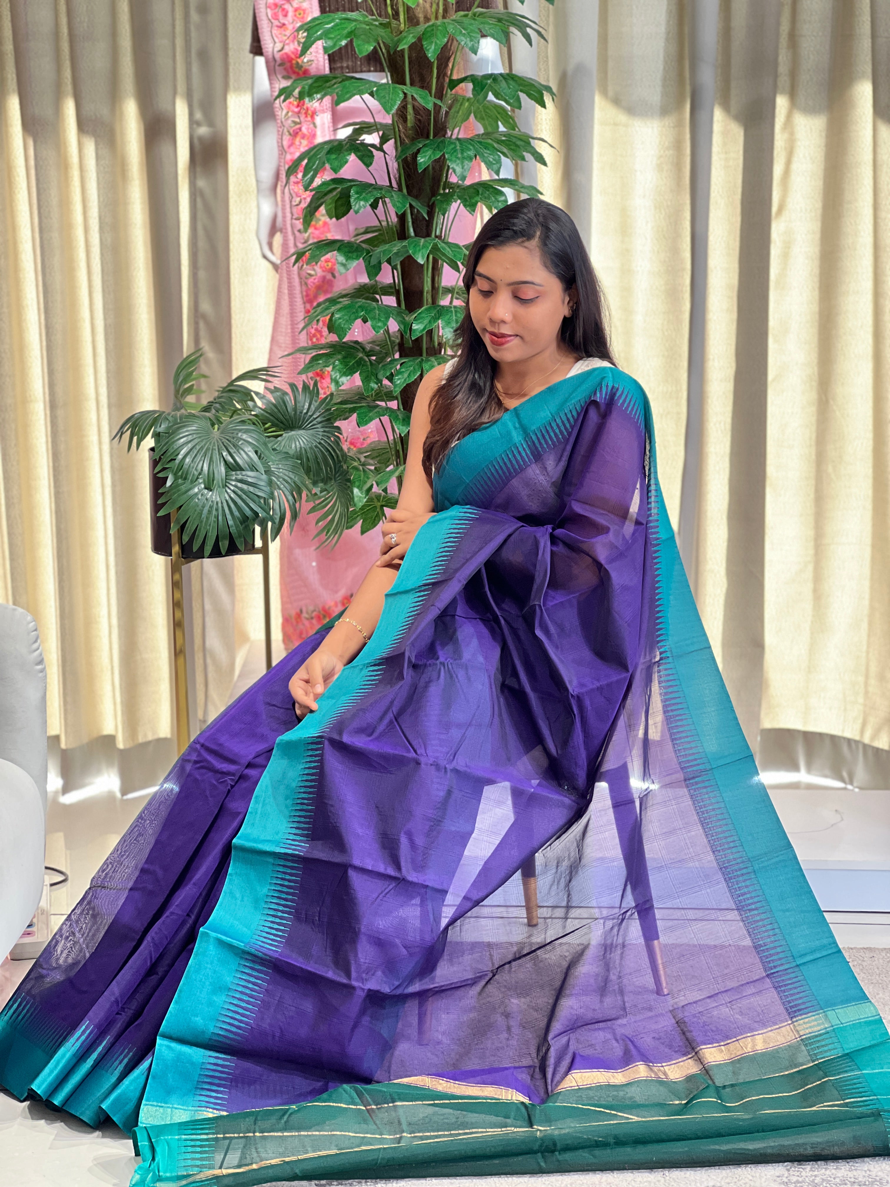 Kattam Patterned Chanderi Finished Saree | PST120