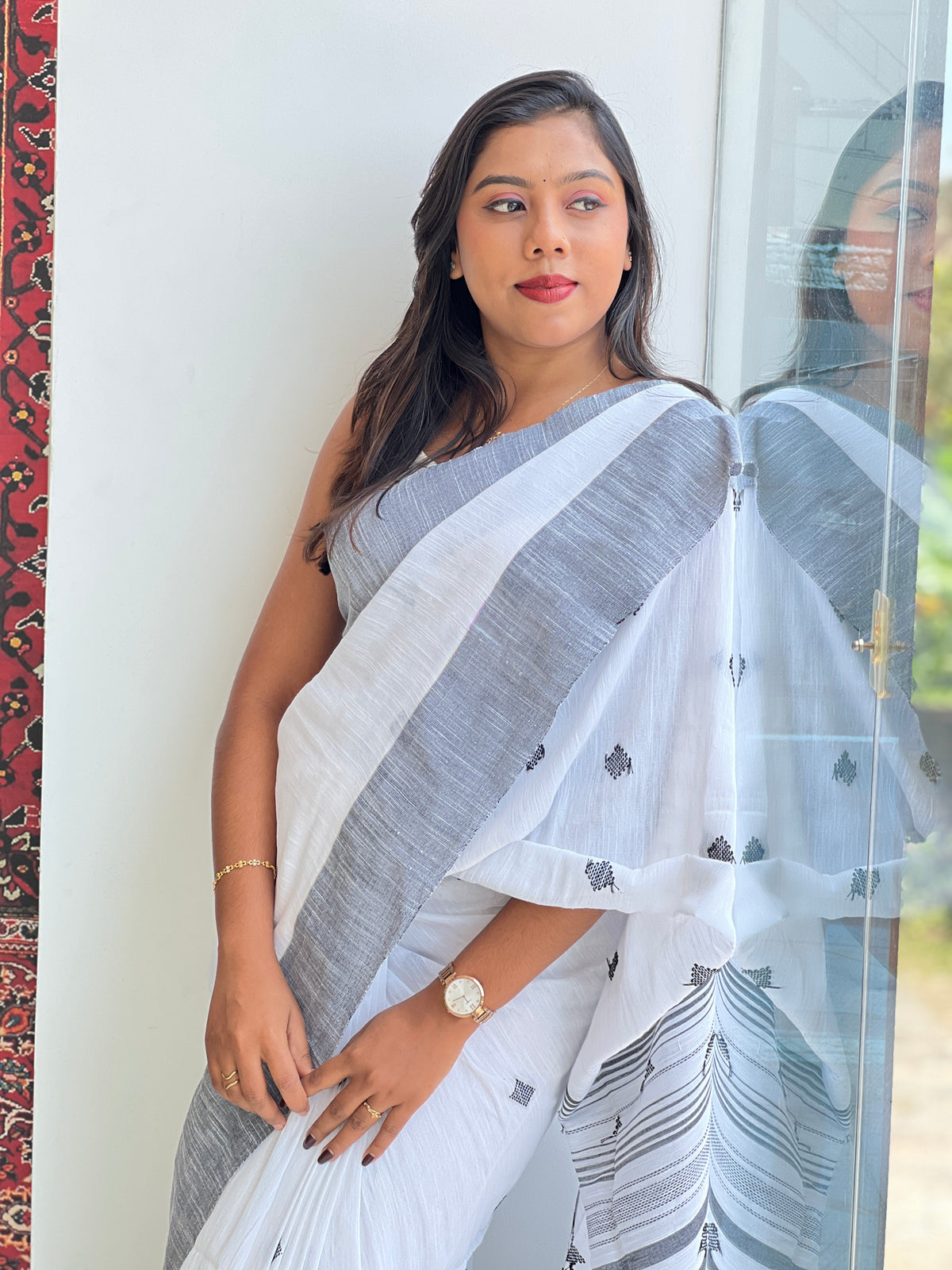 Geometric Pattern Bengal Cotton Saree | SA172