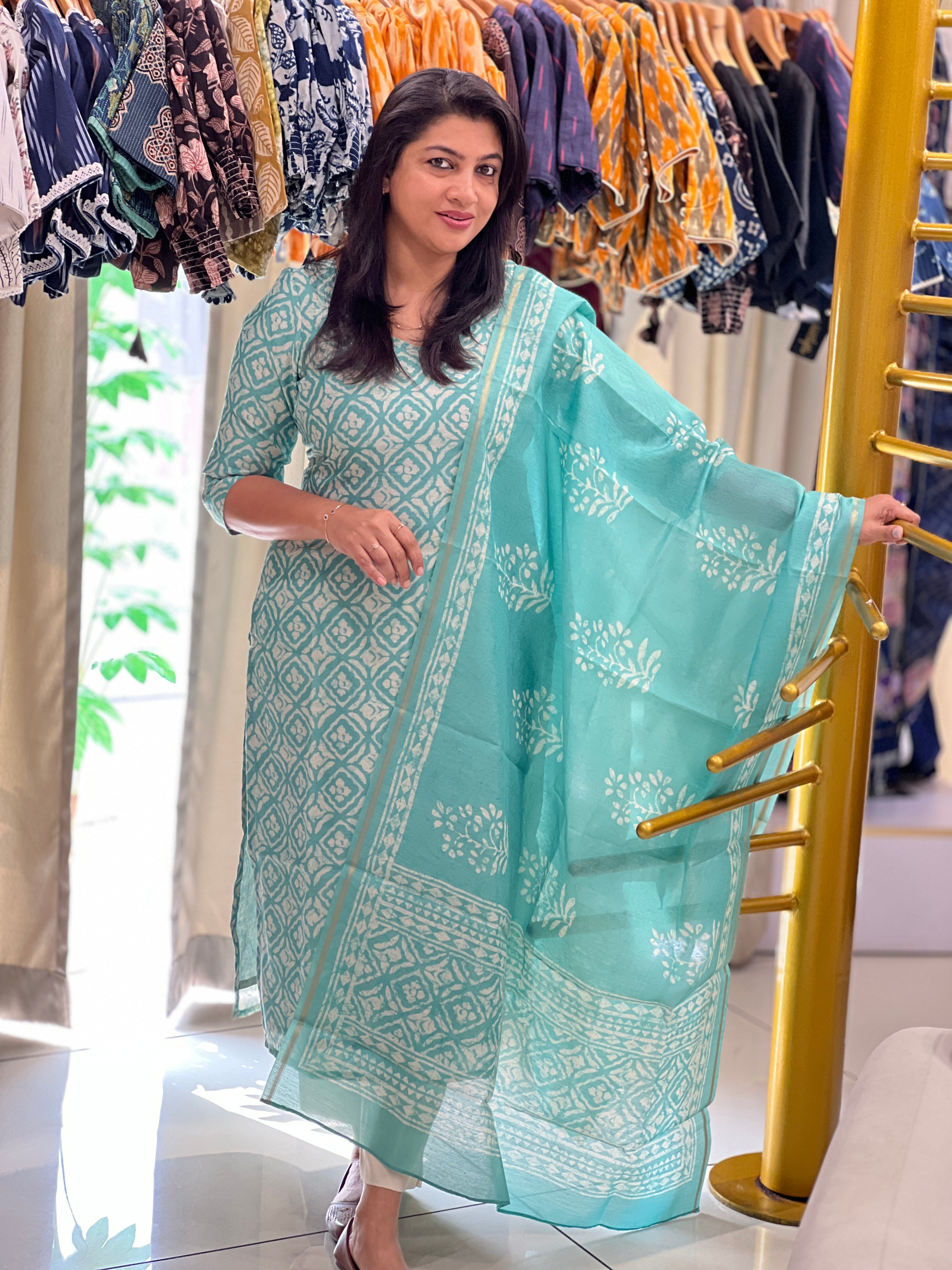 Batik Pattern Printed Chanderi Finish Salwar Set | SSN505