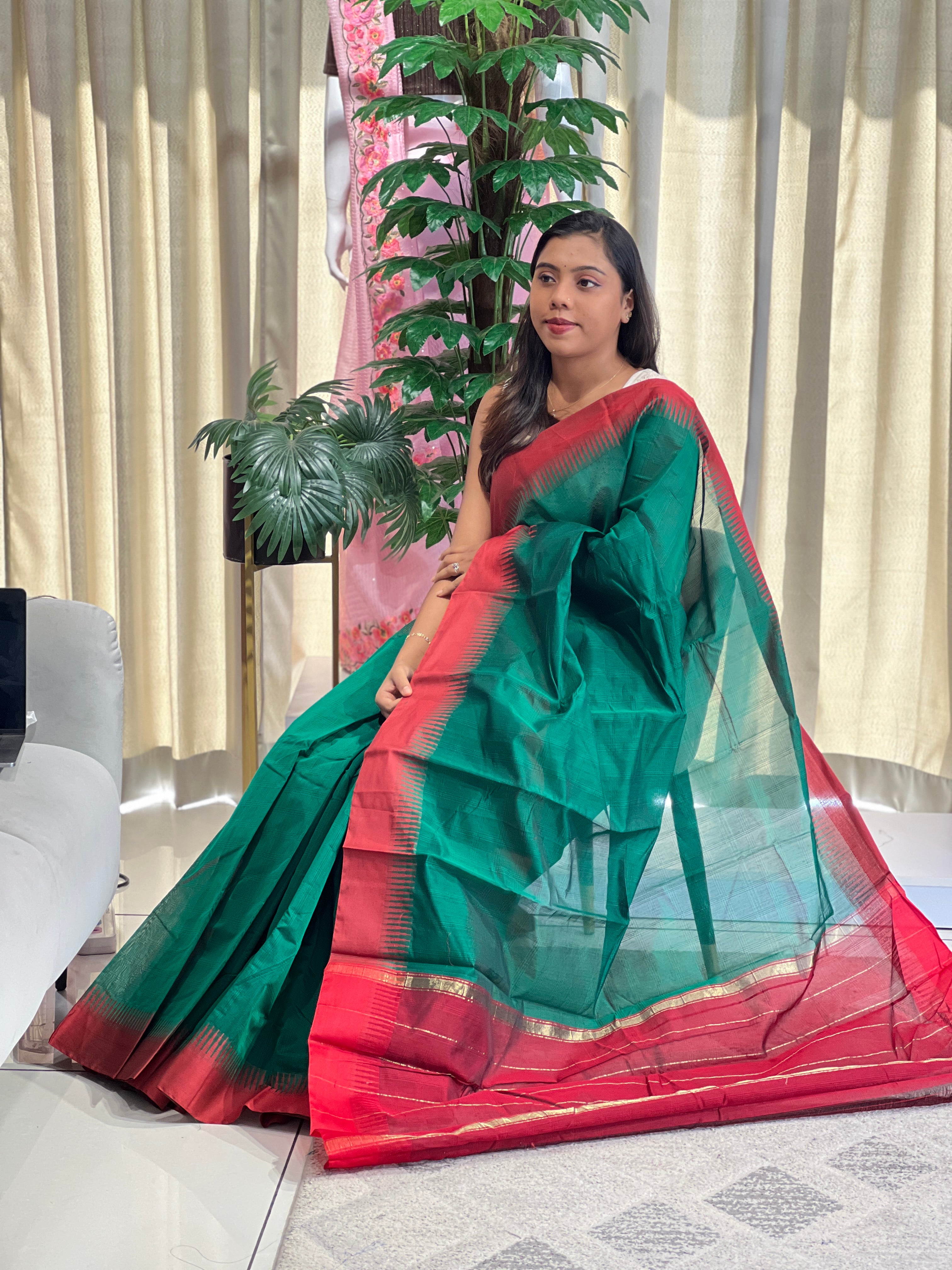 Kattam Patterned Chanderi Finished Saree | PST122
