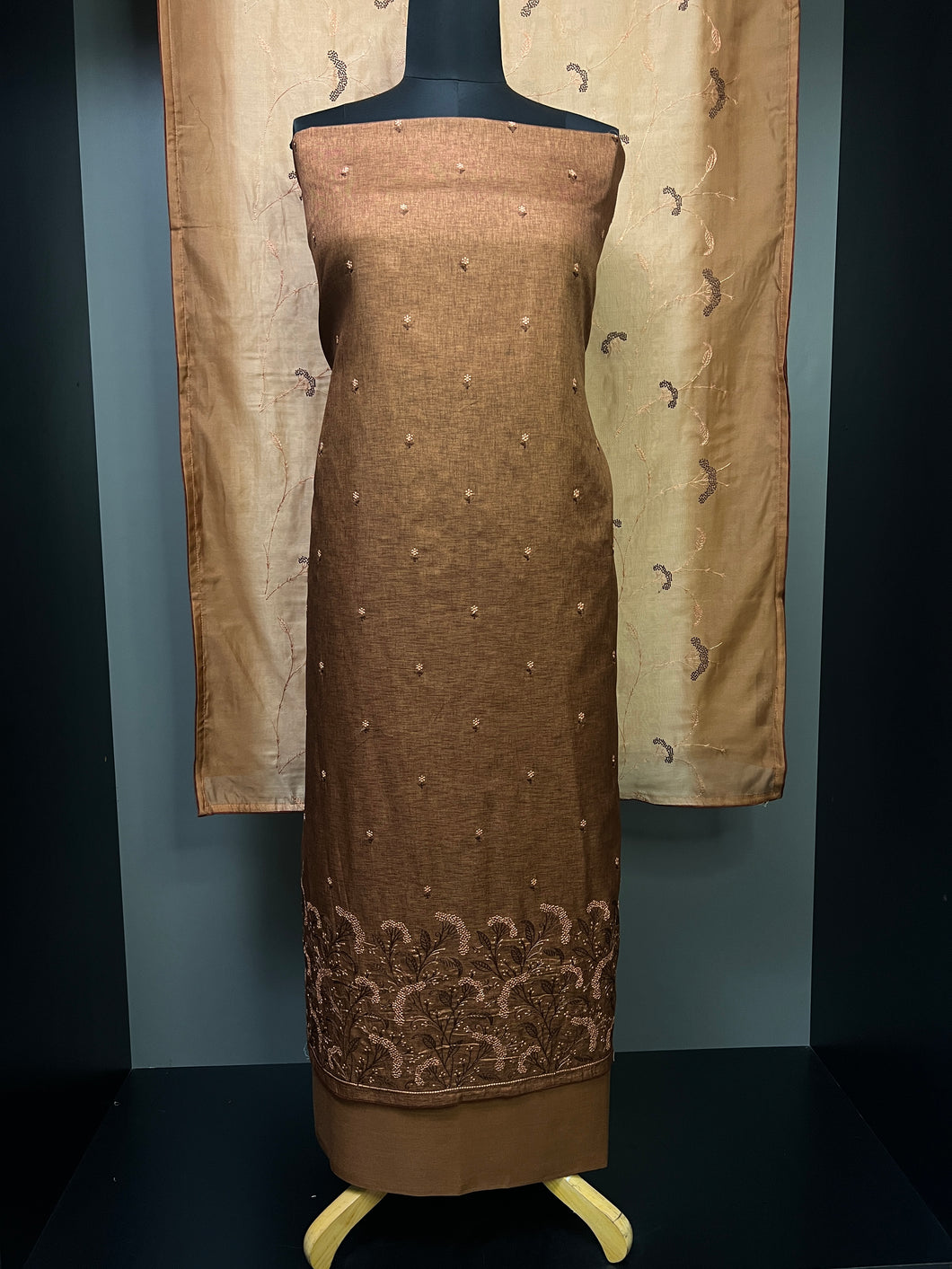 Embroidered Semi Tussar Salwar Set | SW2054