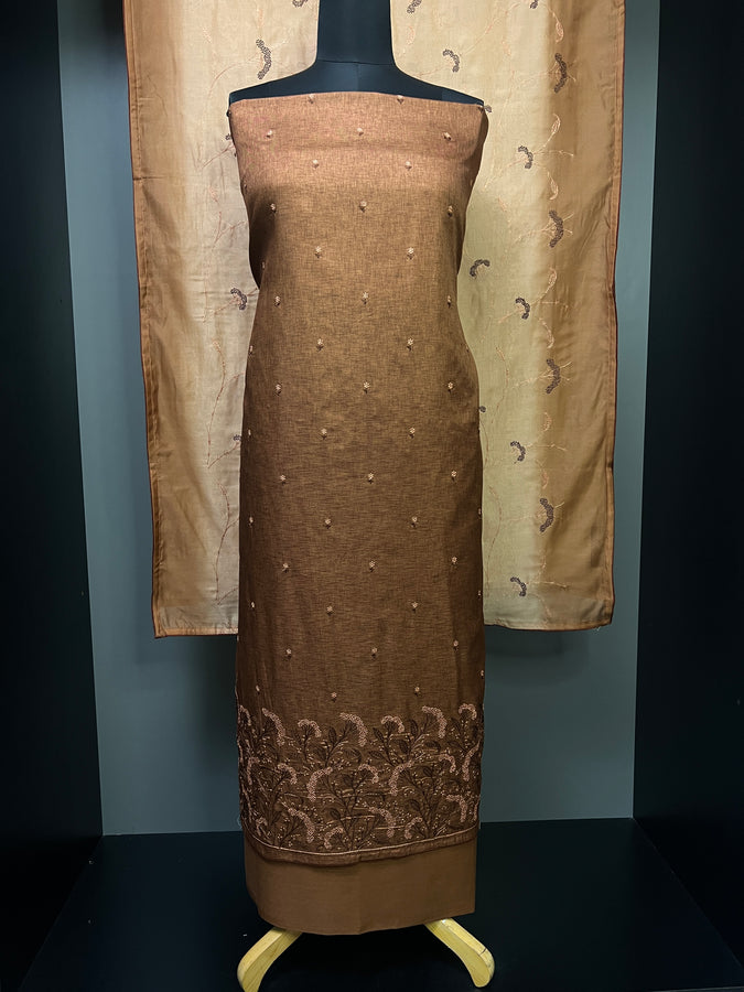 Embroidered Semi Tussar Salwar Set | SW2054
