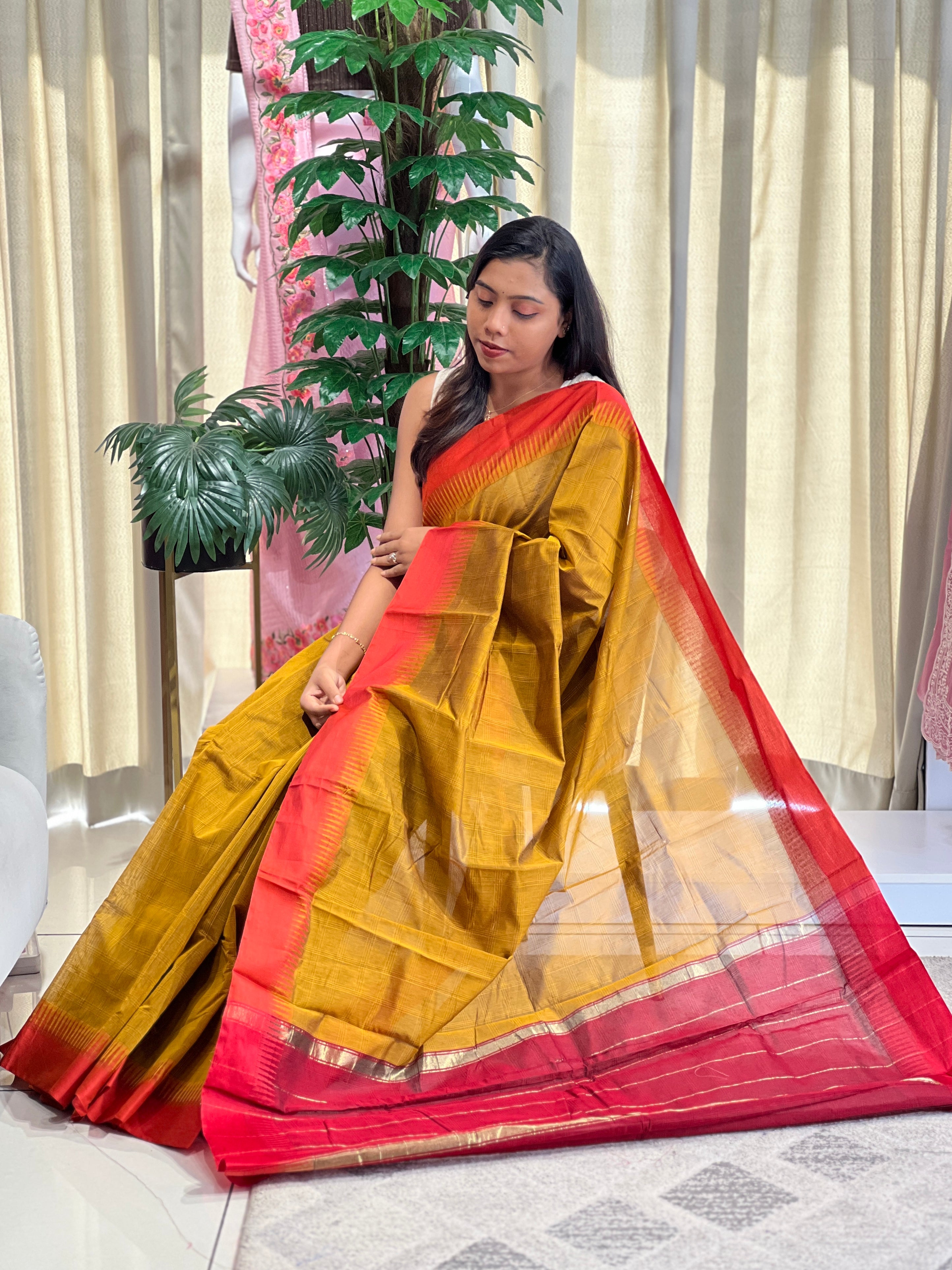 Kattam Patterned Chanderi Finished Saree | PST125