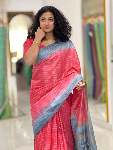 Stripe Pattern With Buta Detailed Bhagalpuri Saree | NHH403