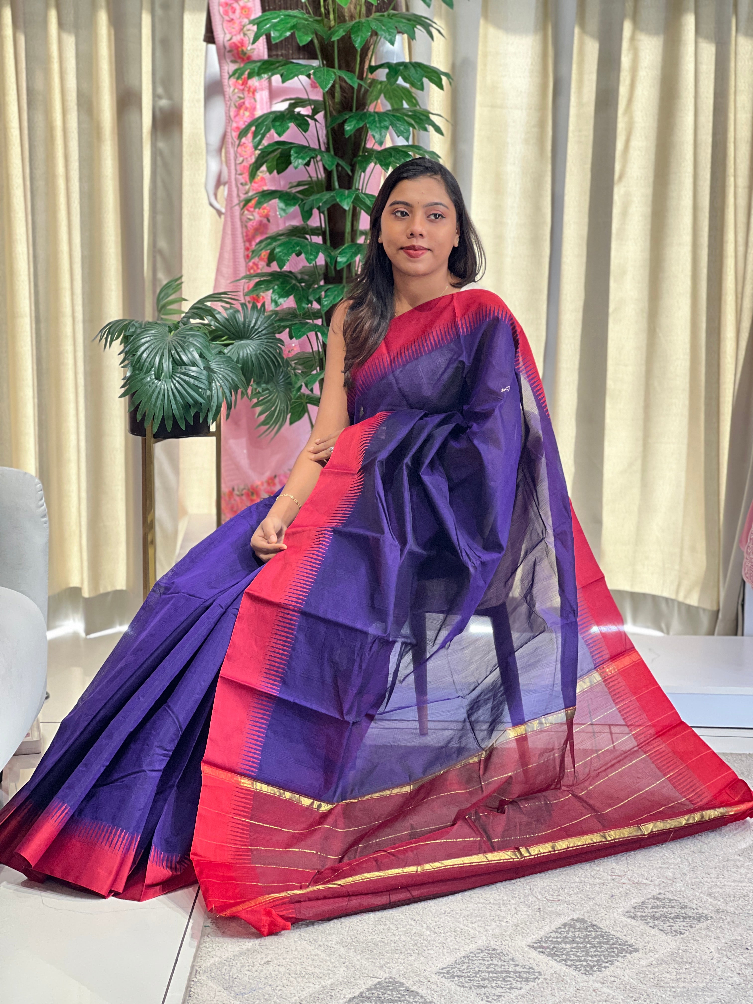 Kattam Patterned Chanderi Finished Saree | PST123