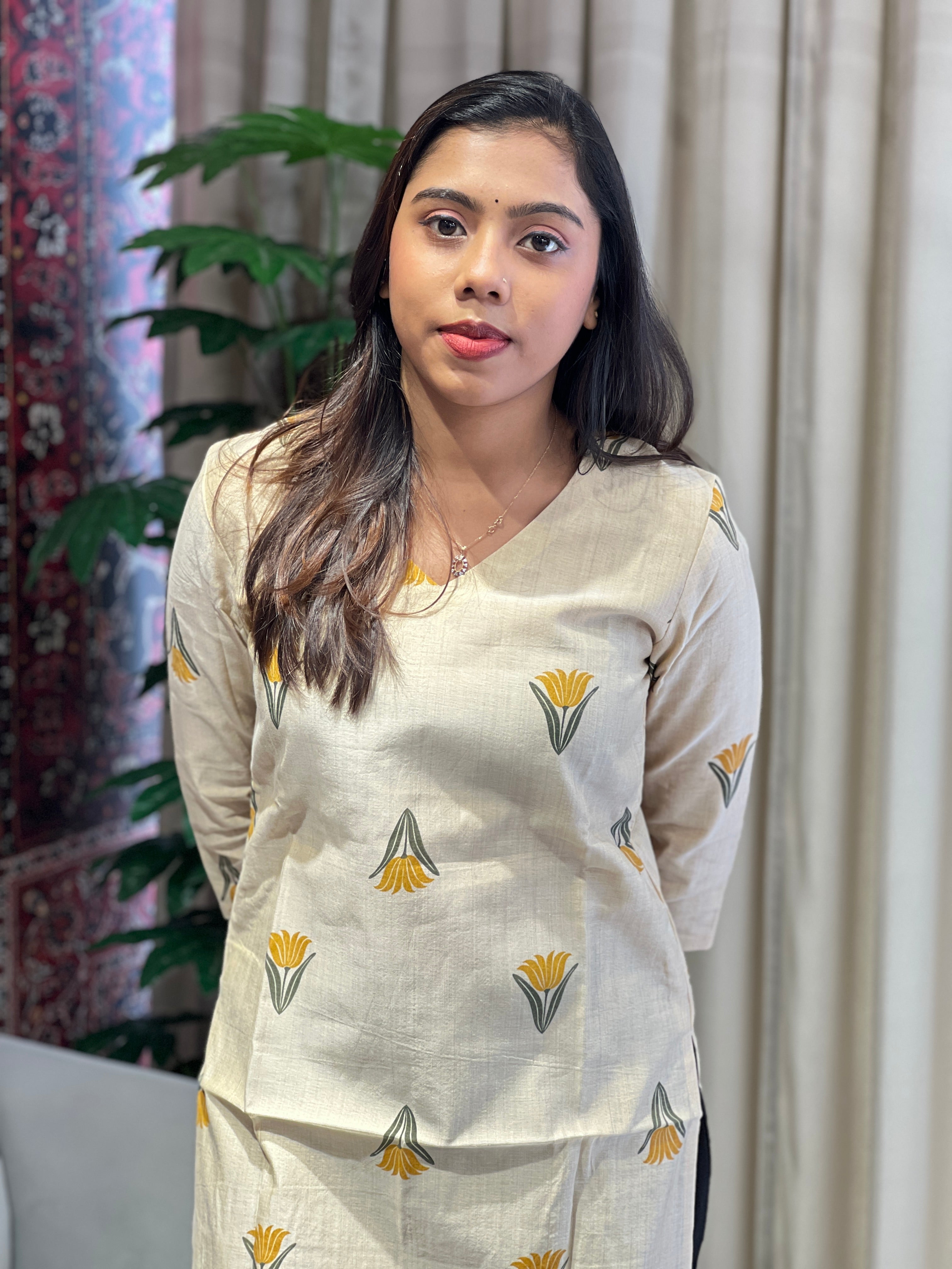 Floral Printed Cotton Kurta Set | DNT1093