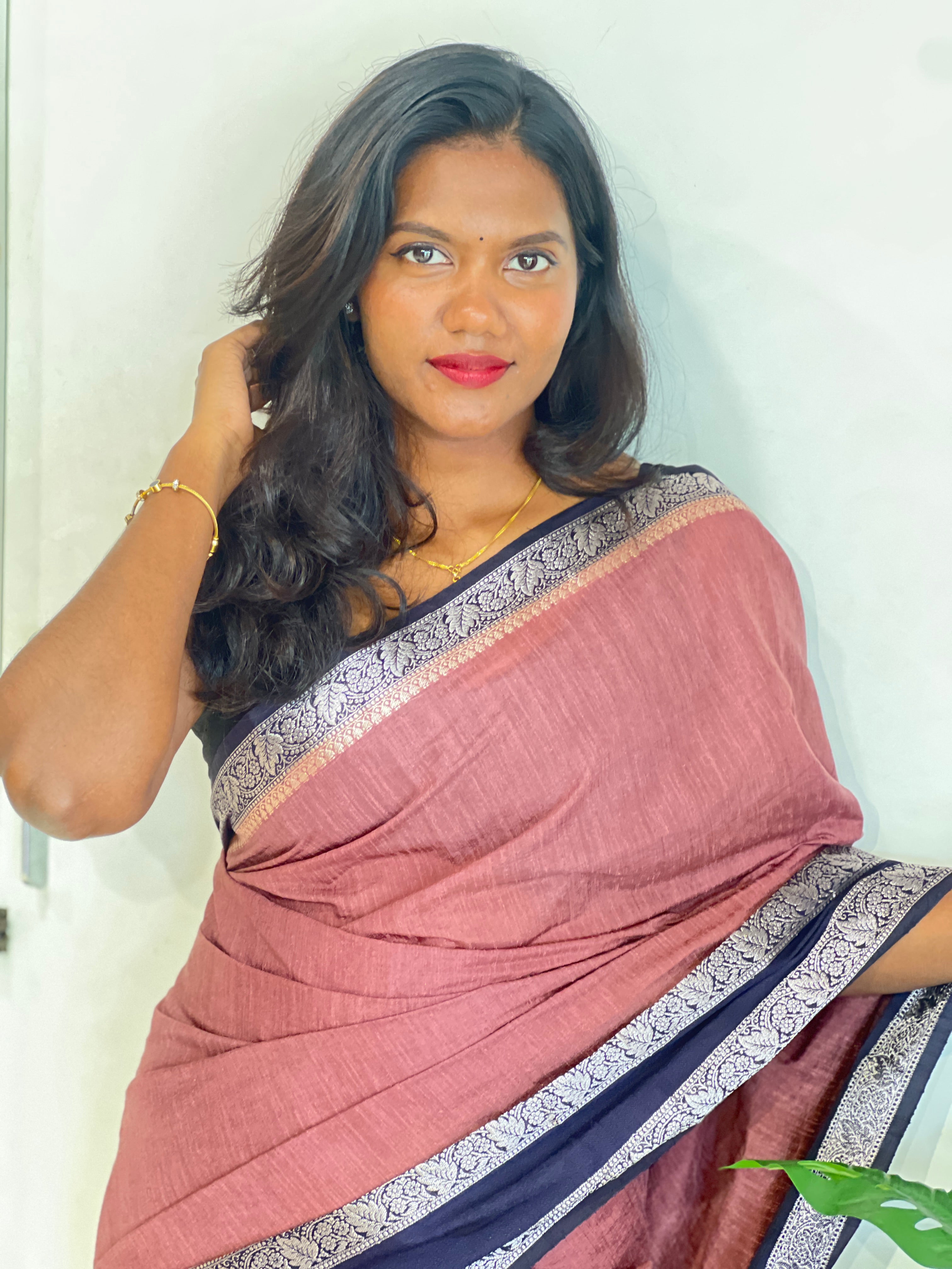 Silver Zari Weaved Border Pattern Cotton Silk Saree | ZSS314