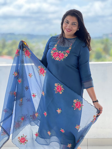 Cross Stitch Embroidery Patterned Salwar Set ( Unstitched ) | SUN409