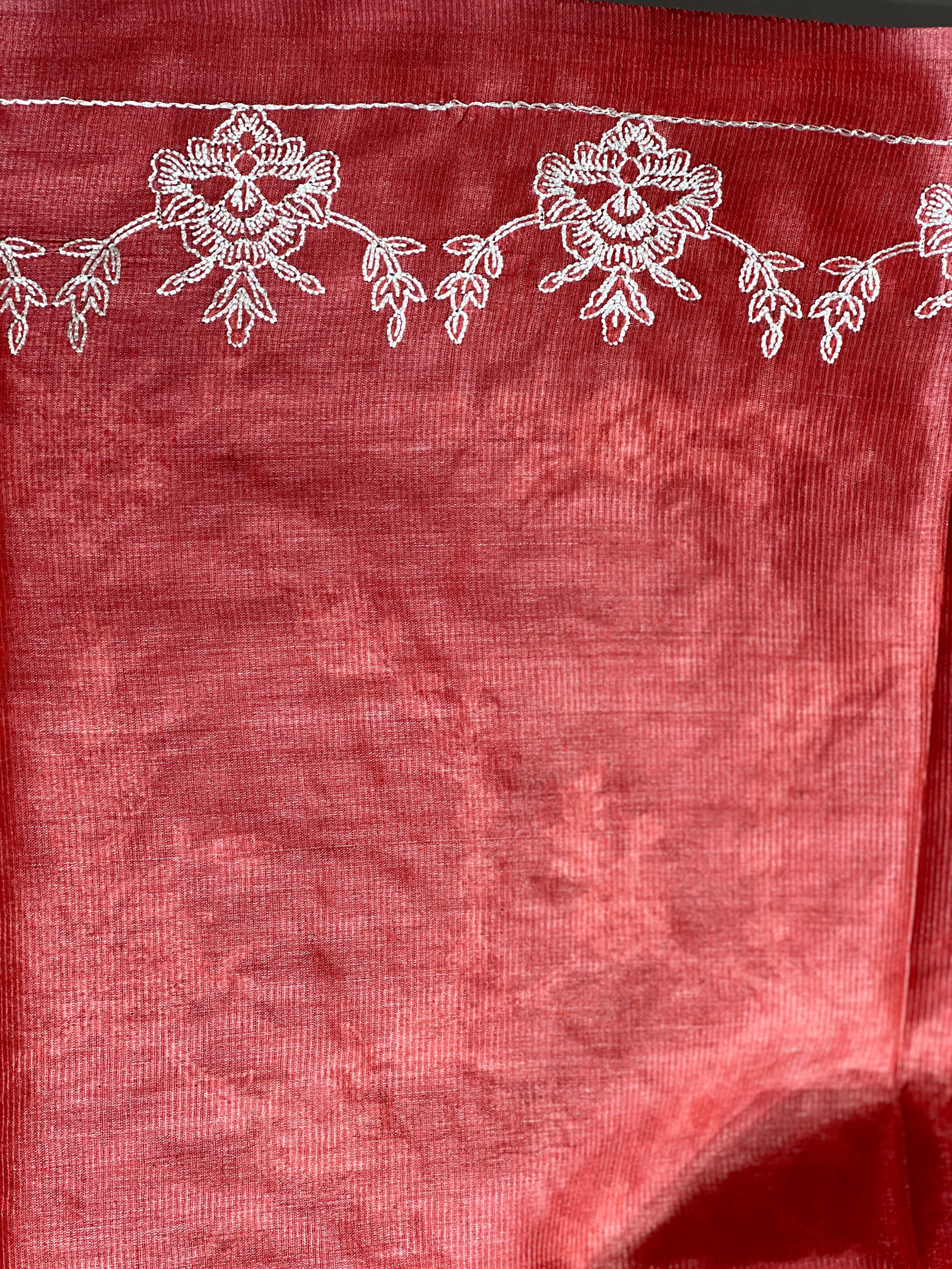 Lucknowi Inspired Jaal Embroidery detailed Noil Tussar Saree | HS1294
