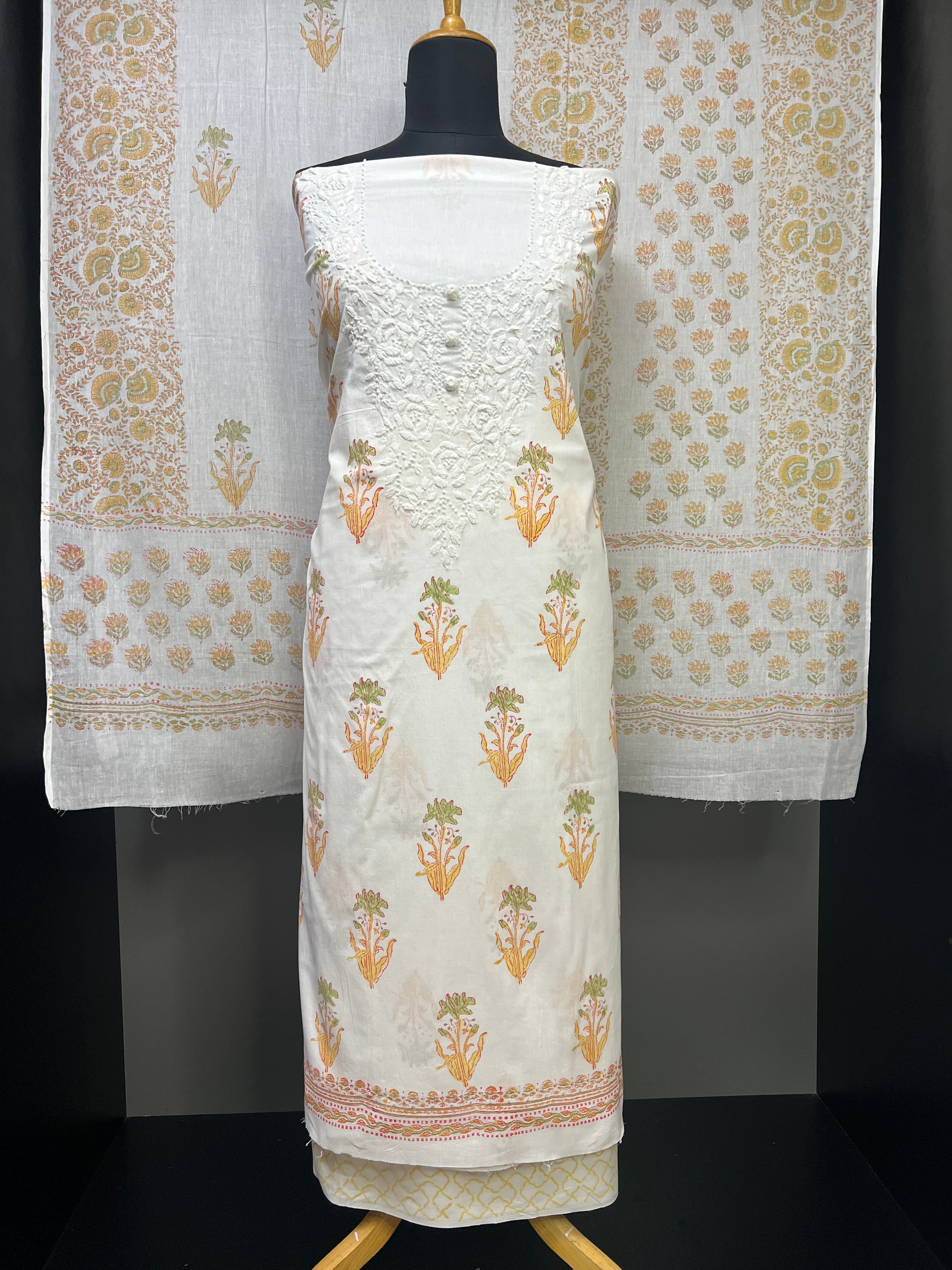 Chikankari Embroidered Cotton Salwar Set | SW2095