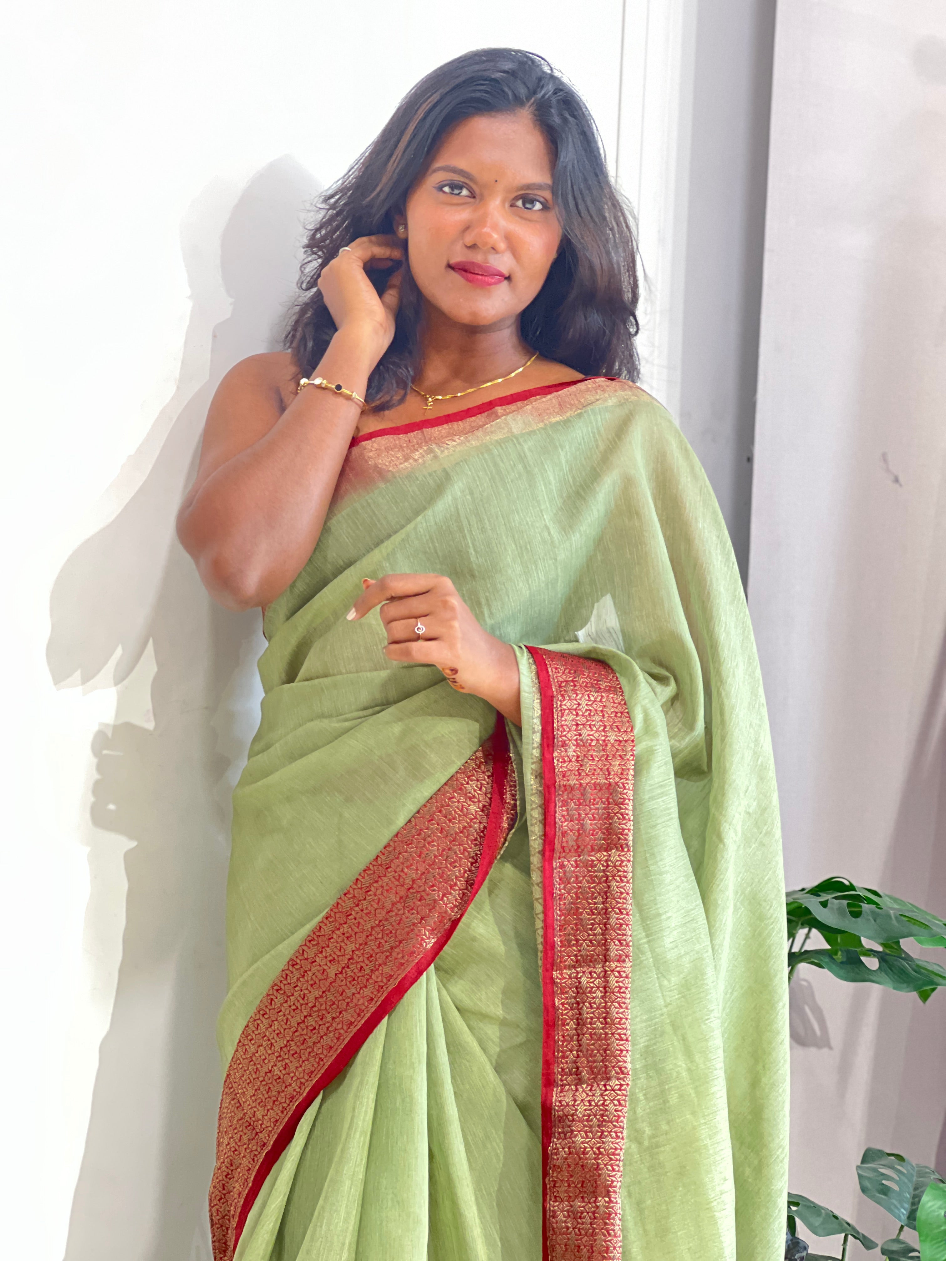 Zari Weaving Border Pattern Cotton Silk Saree | ZSS327