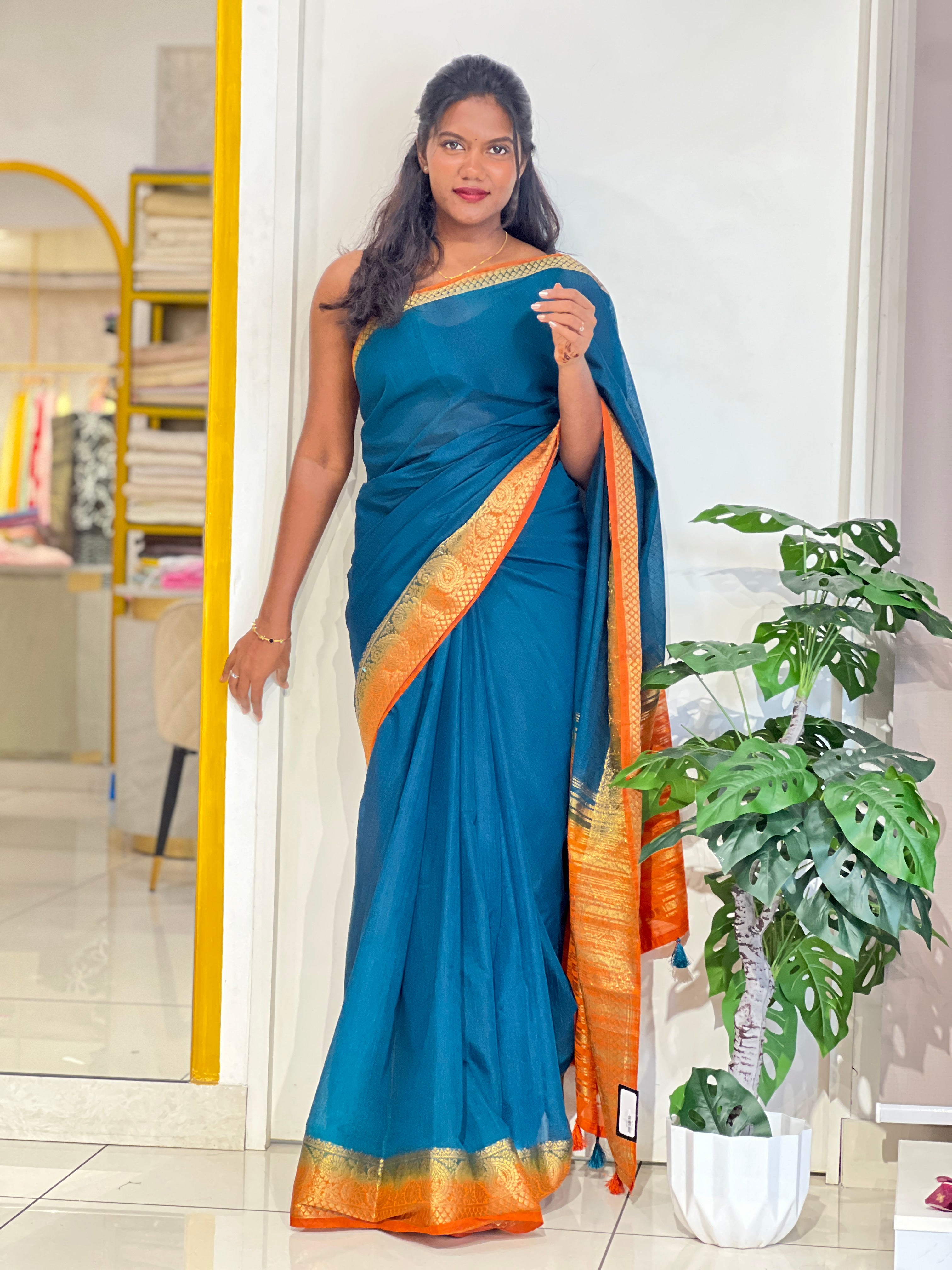 Zari Weaving Border Pattern Cotton Silk Saree | ZSS339