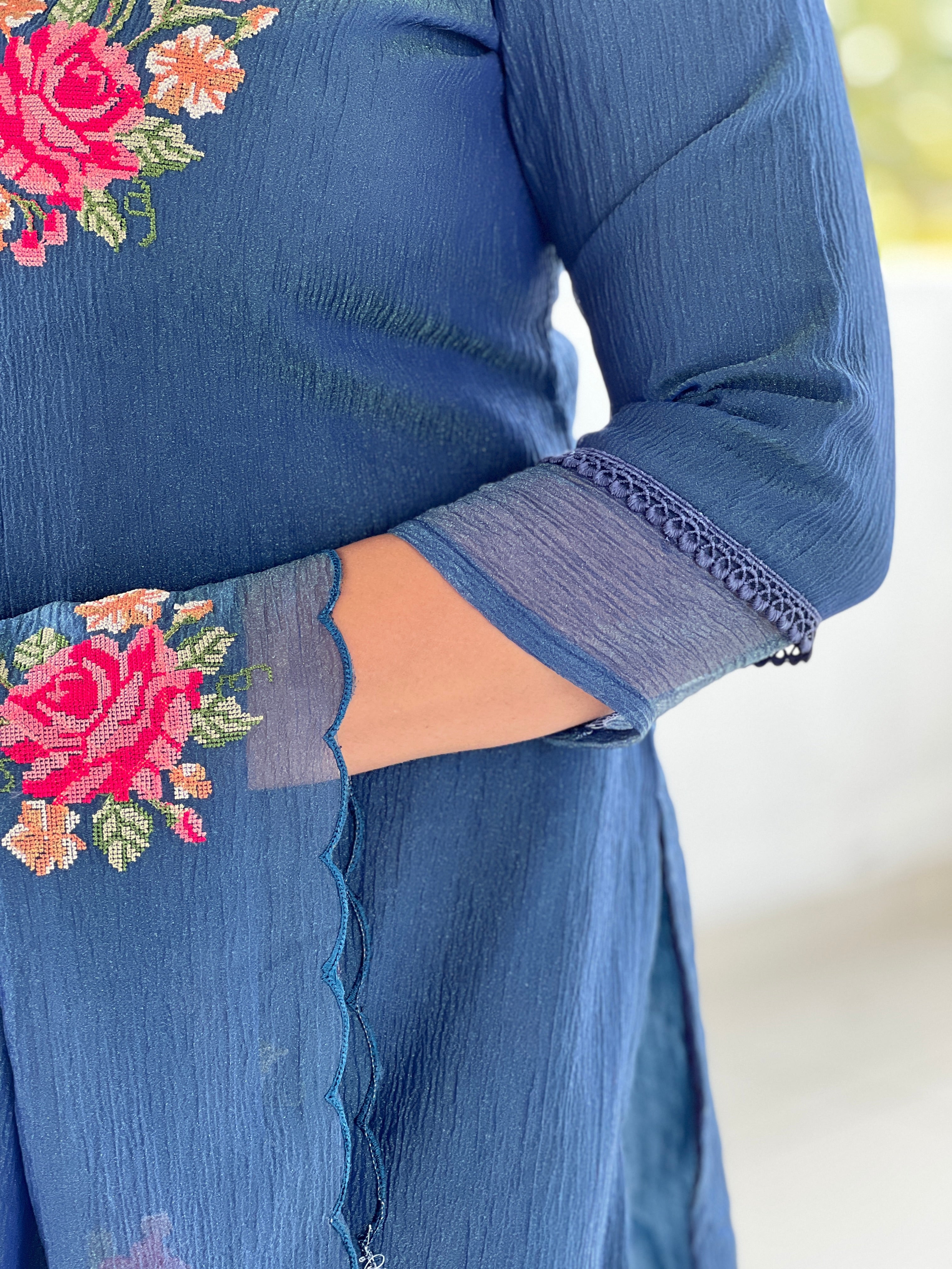 Cross Stitch Embroidery Patterned Salwar Set ( Unstitched ) | SUN409