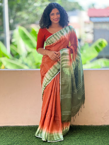 Kesiya Weaving Bhagalpuri Linen Saree | US211