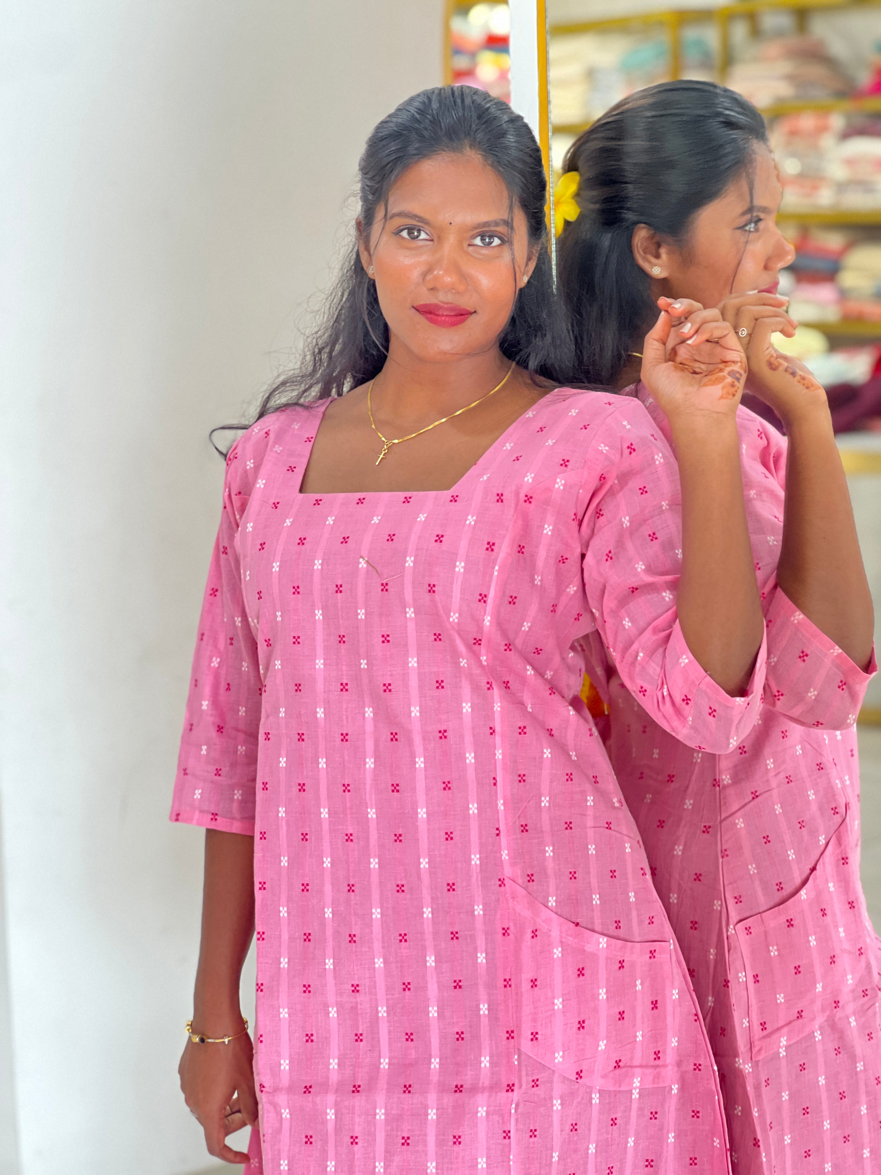 Thread Weaving Pattern Cotton Kurta | RMLA372
