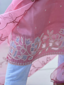 Point Embroidered Semi Tussar Salwar Set | SUN408