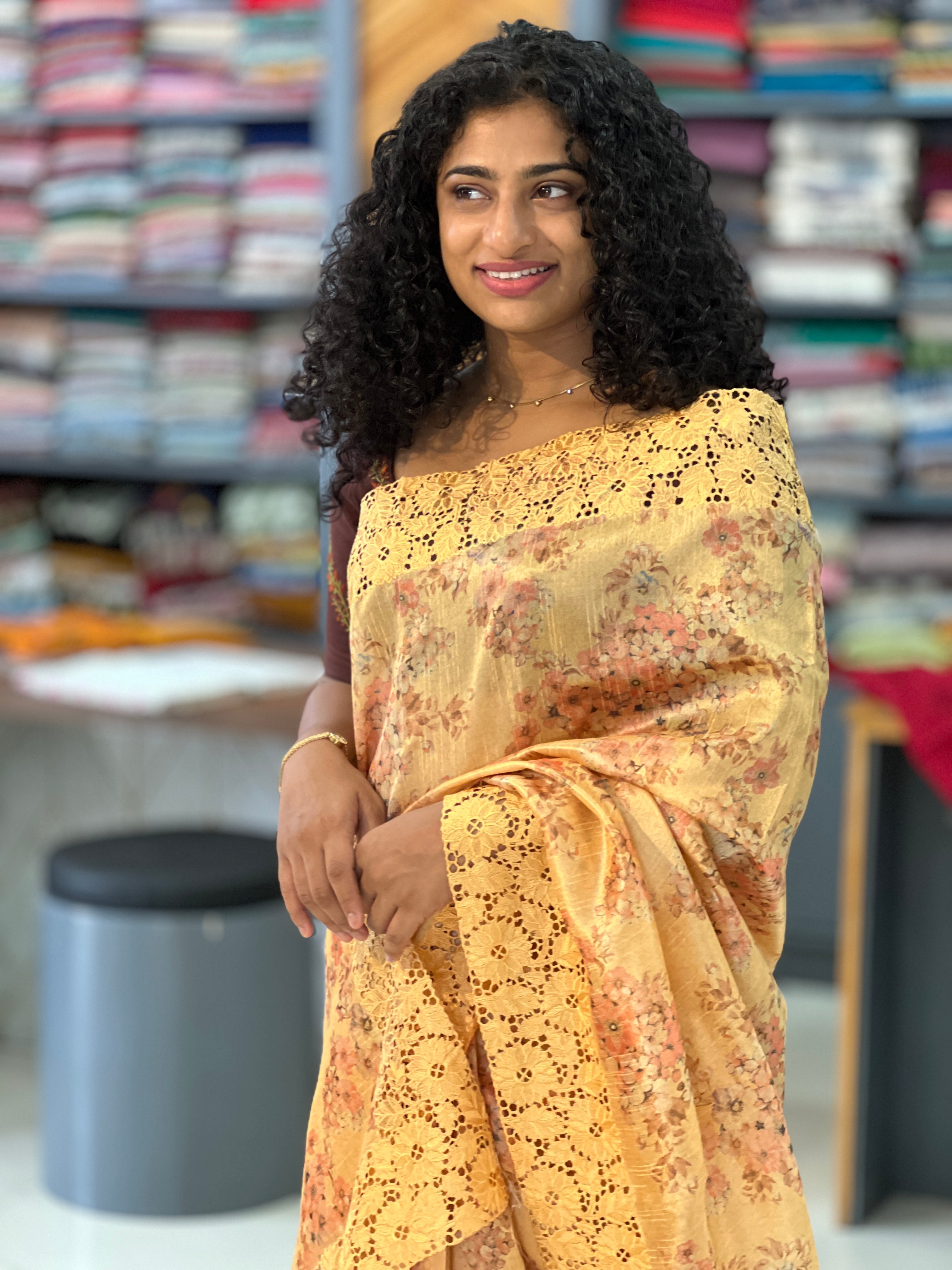 Floral Digital Printed Semi Silk Saree | BLD185