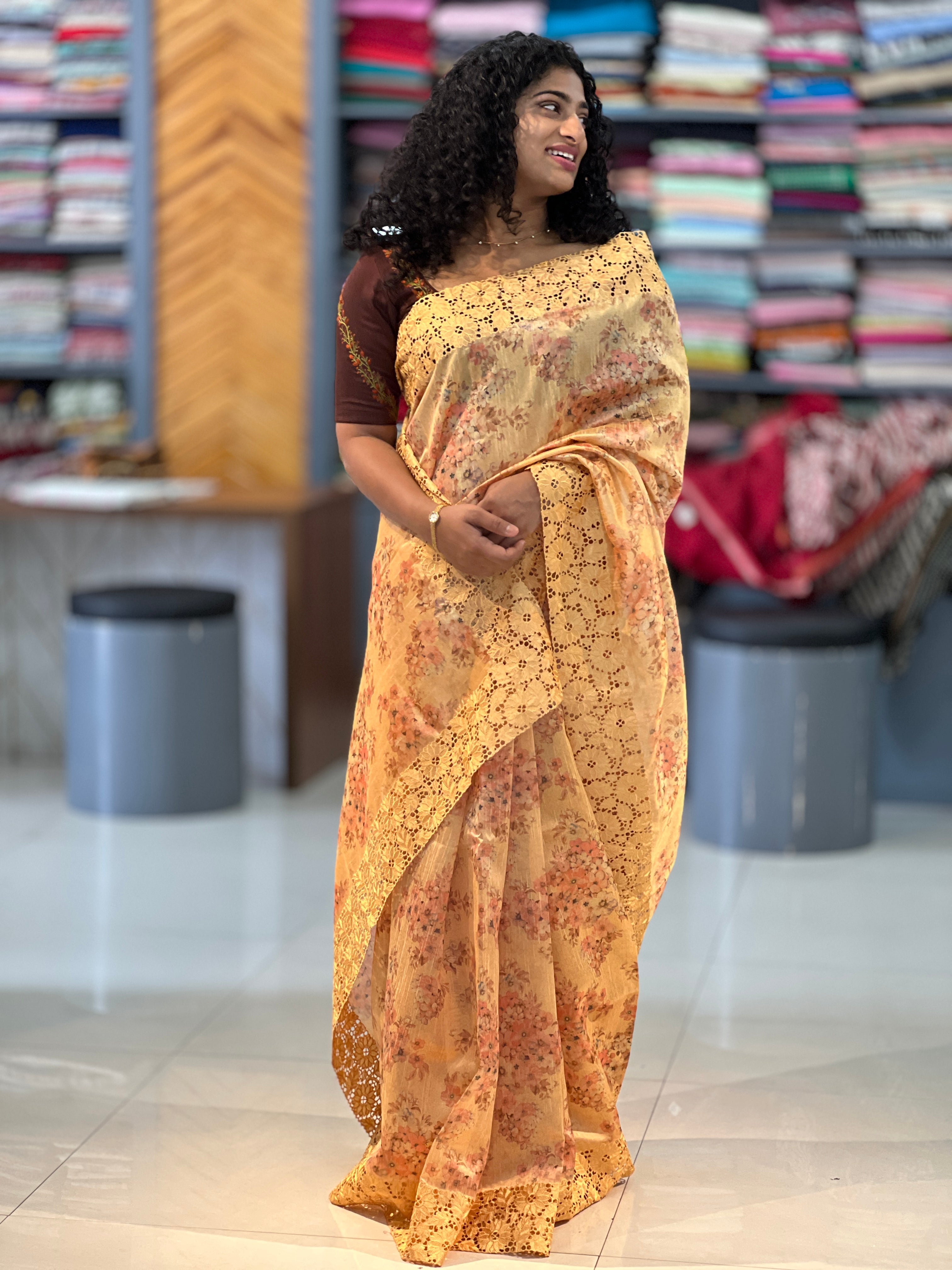 Floral Digital Printed Semi Silk Saree | BLD185