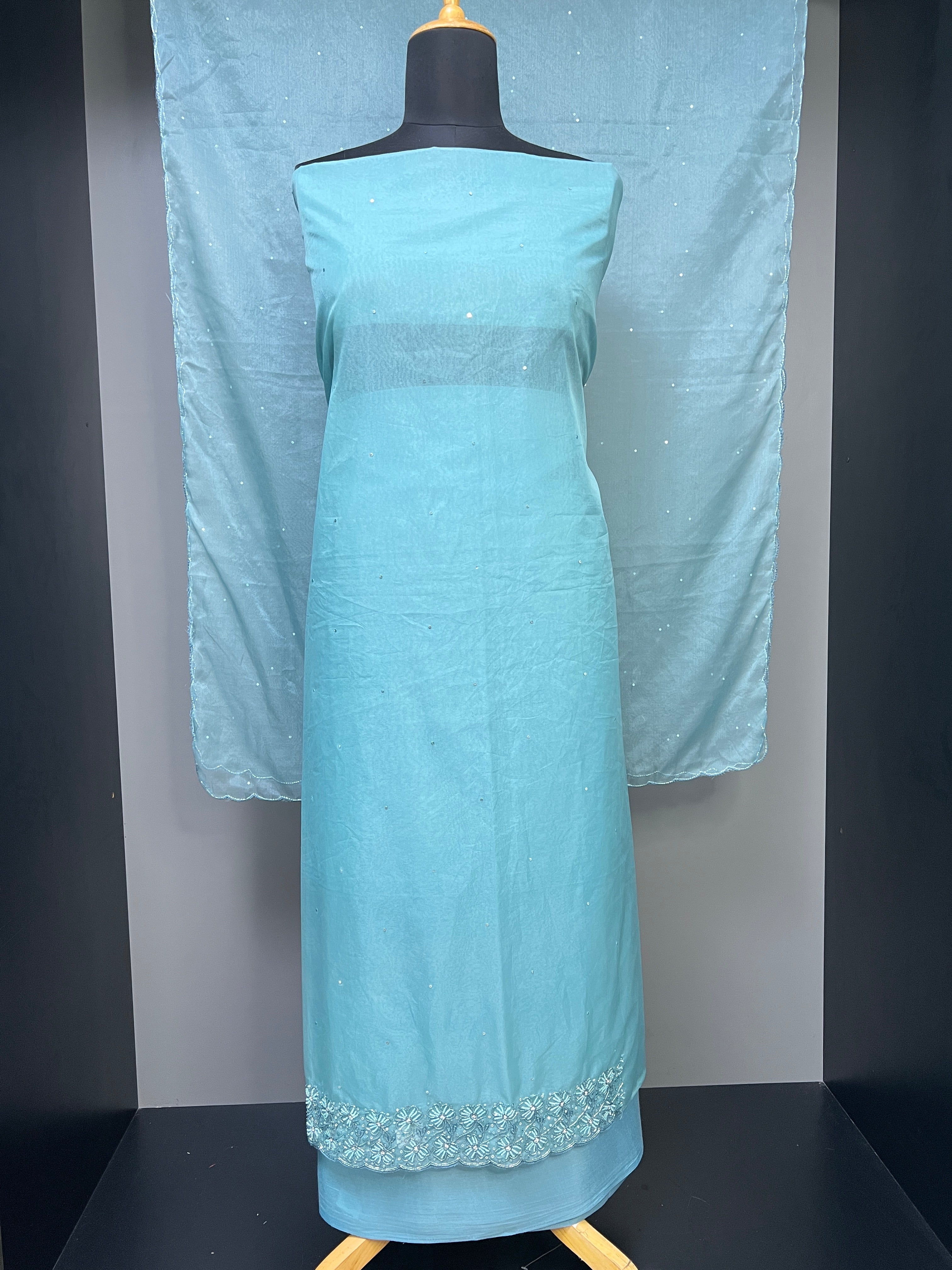 Cut Beads & Sequence Detailed Organza Salwar Set | SBP902