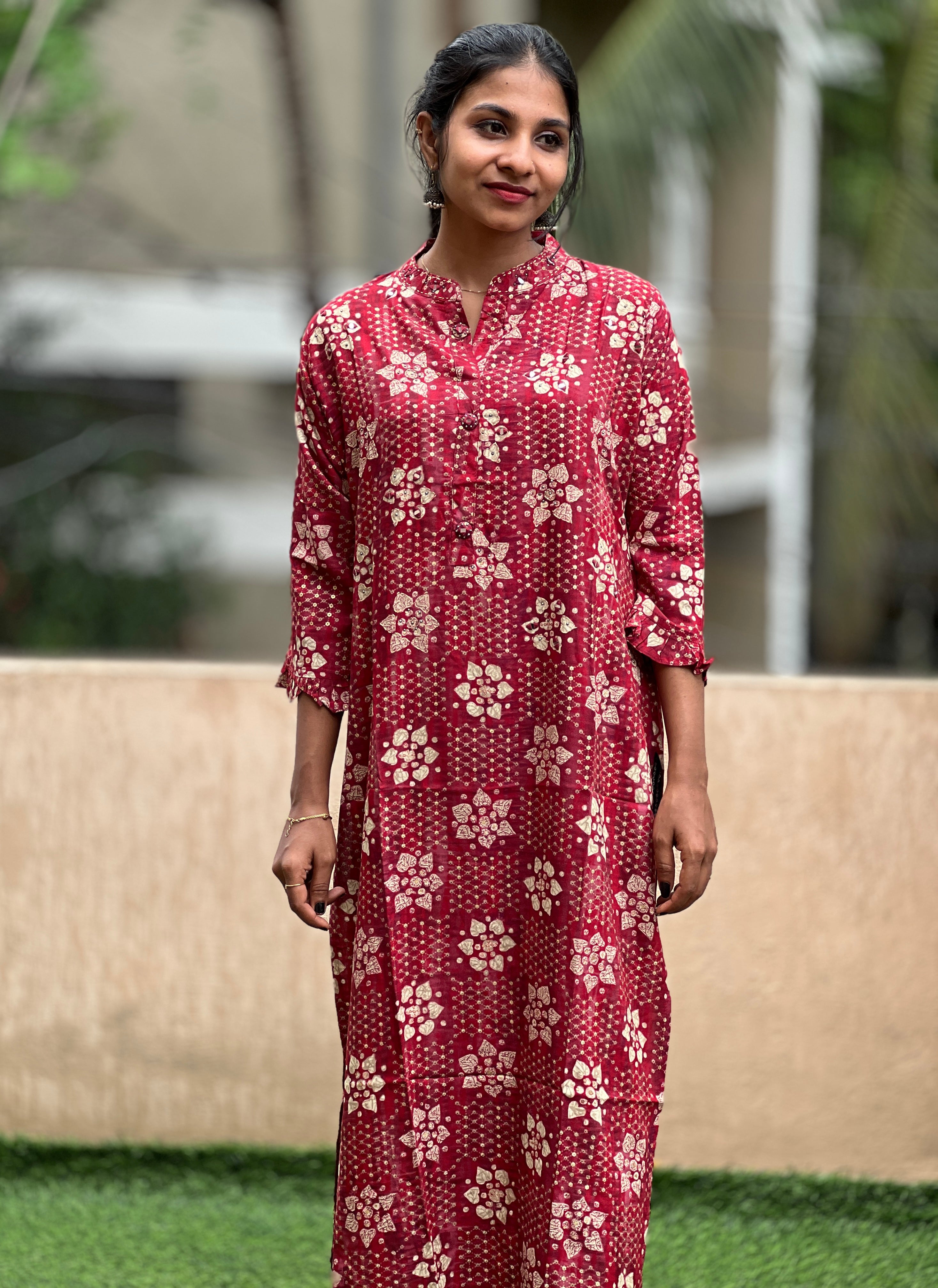 Foil Printed Muslin Kurta | FW123