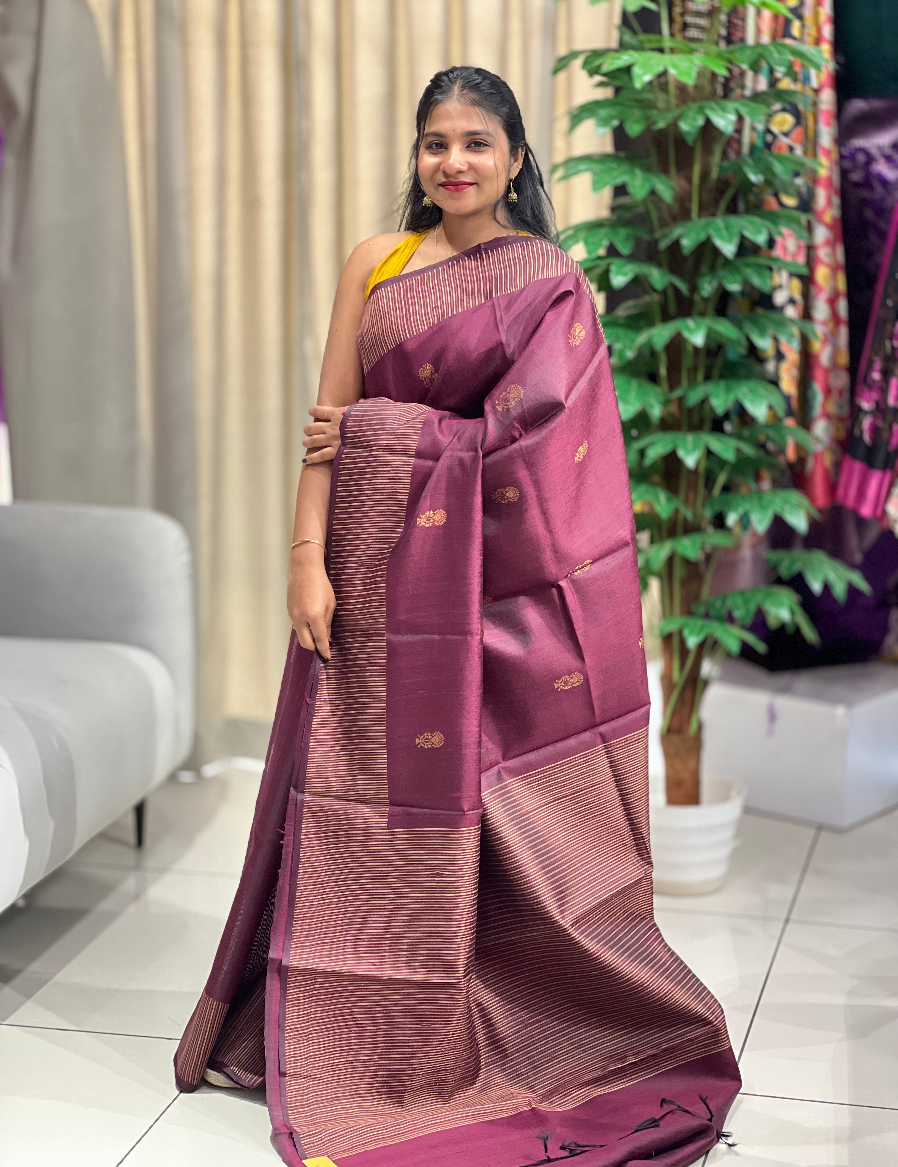 Traditional Hand Woven Raw Silk Saree | HS1249