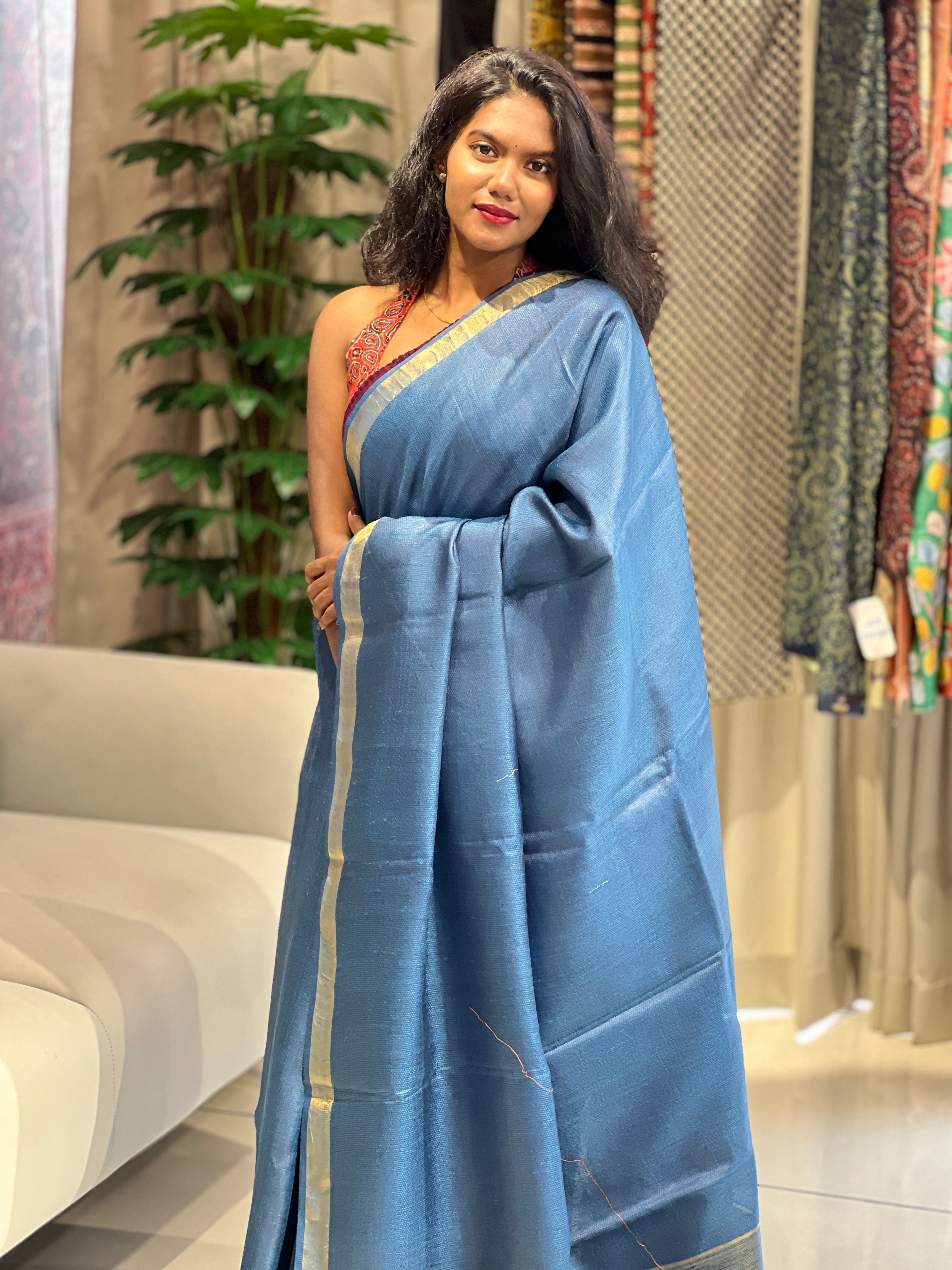Kantha & Zari Detailed Tussar Saree | HS1265