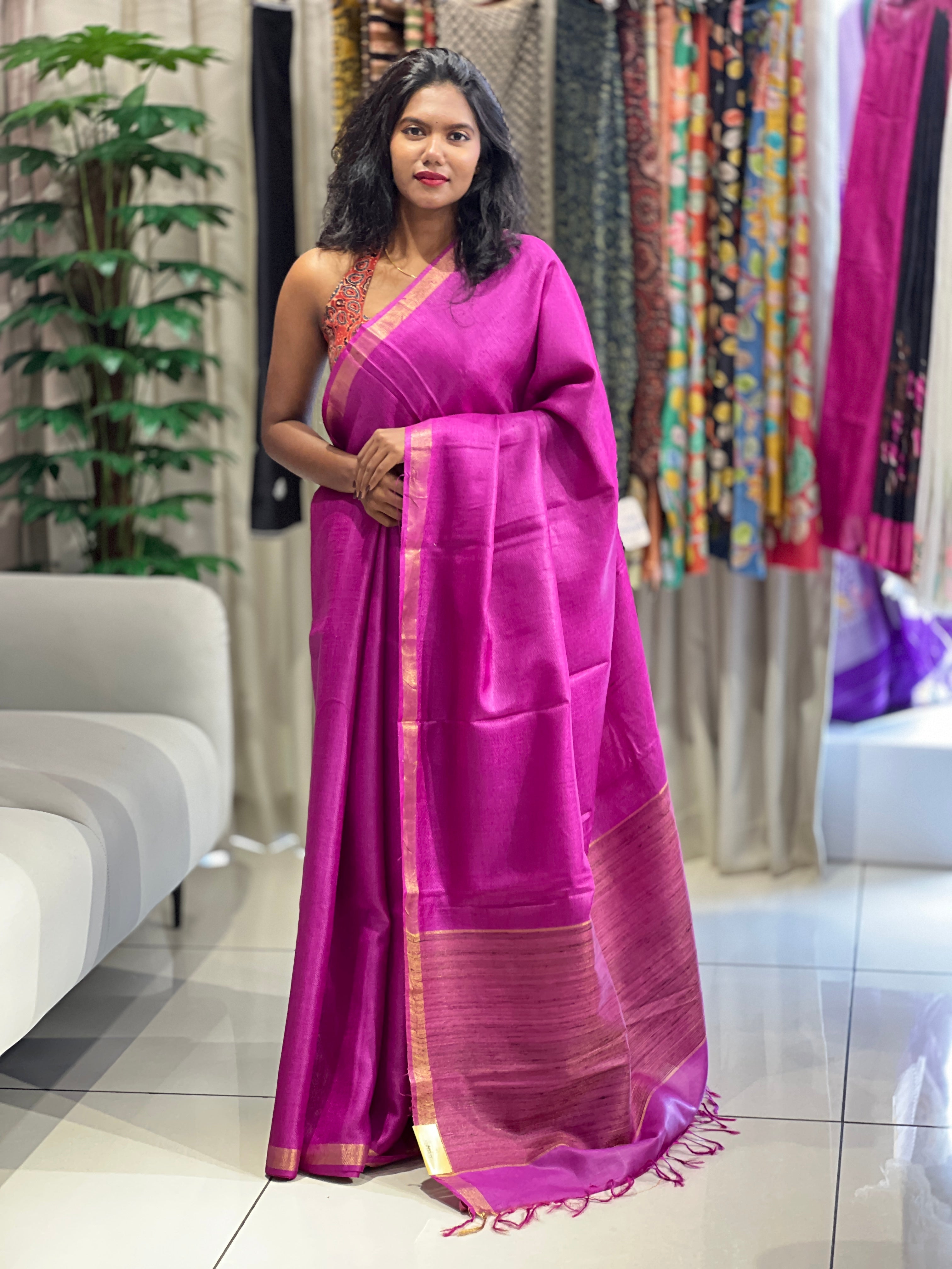 Kantha & Zari Detailed Tussar Saree | HS1264