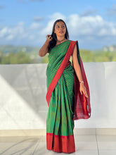 Traditional Zari Woven Stripe Patterned Semi Silk Saree | SRK108