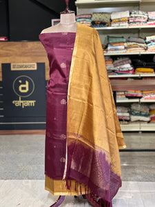 Zari Weaved Buta Design Soft Silk Kanchipuram Salwar Set | SST112