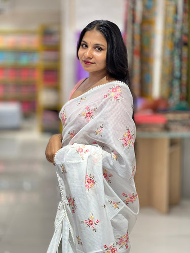Multi-Color Floral Embroidered Kota Saree | BLD1172