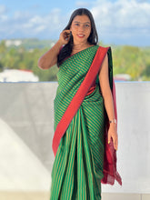 Traditional Zari Woven Stripe Patterned Semi Silk Saree | SRK108