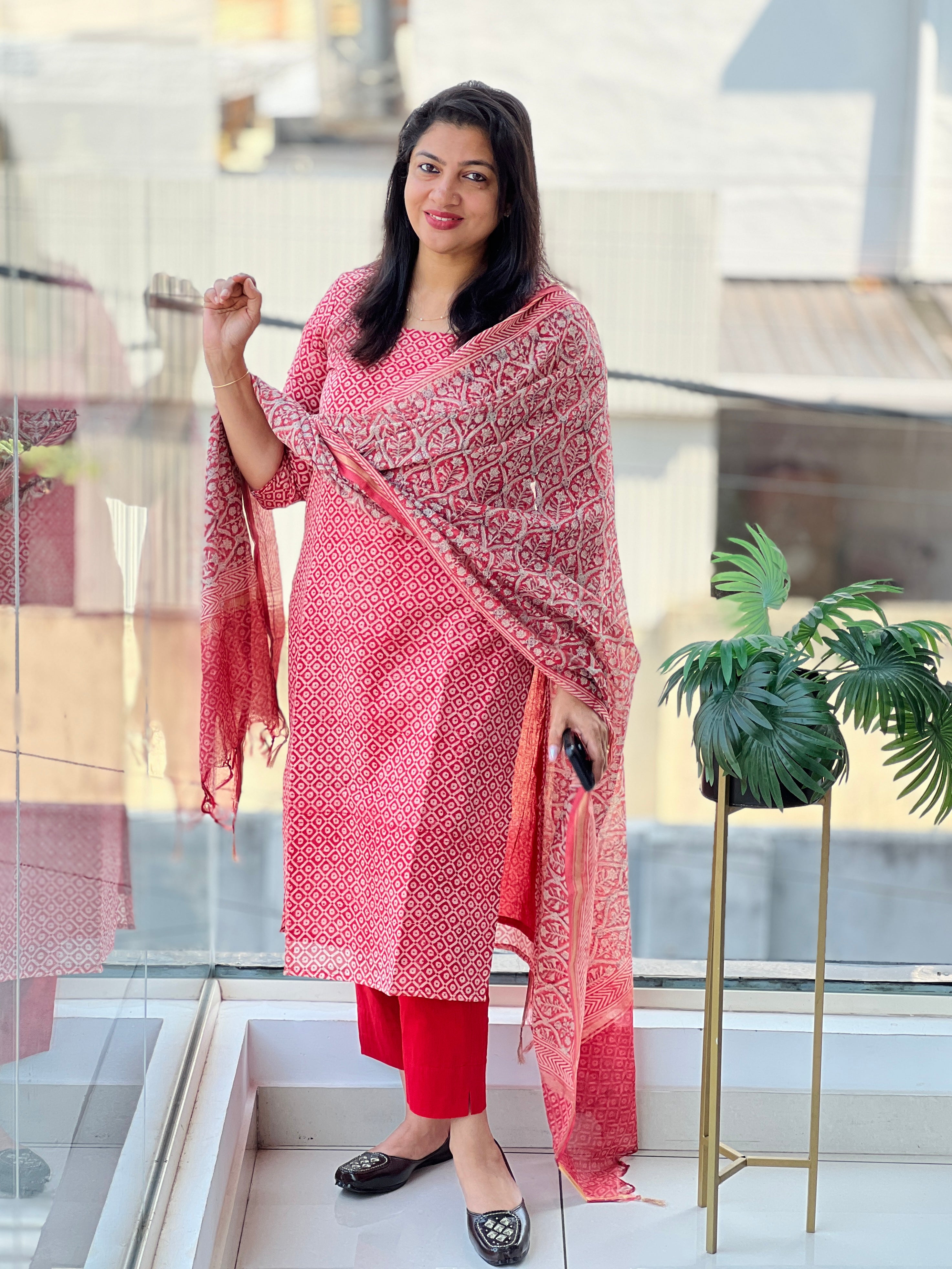 Screen Printed Chanderi Salwar Set | SSC107