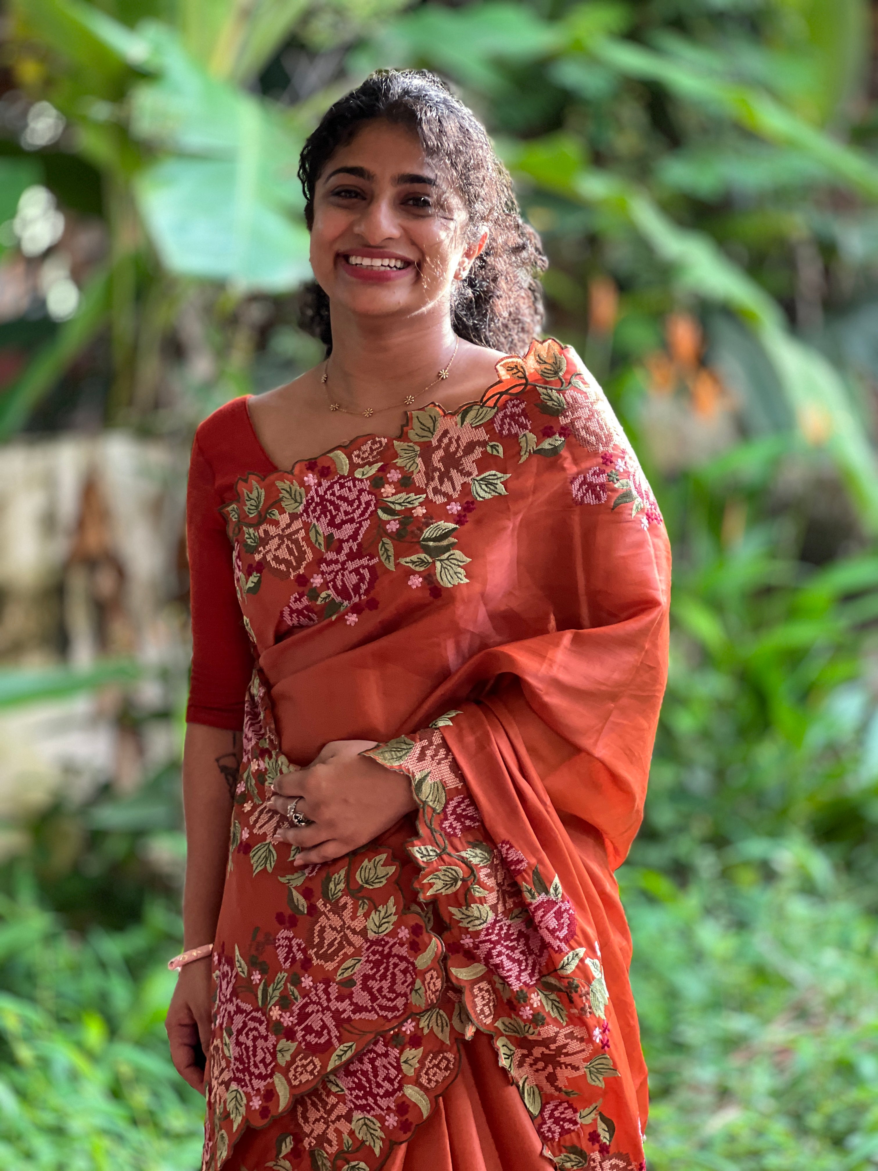 Machine Embroidered Dola Silk Saree | RP502