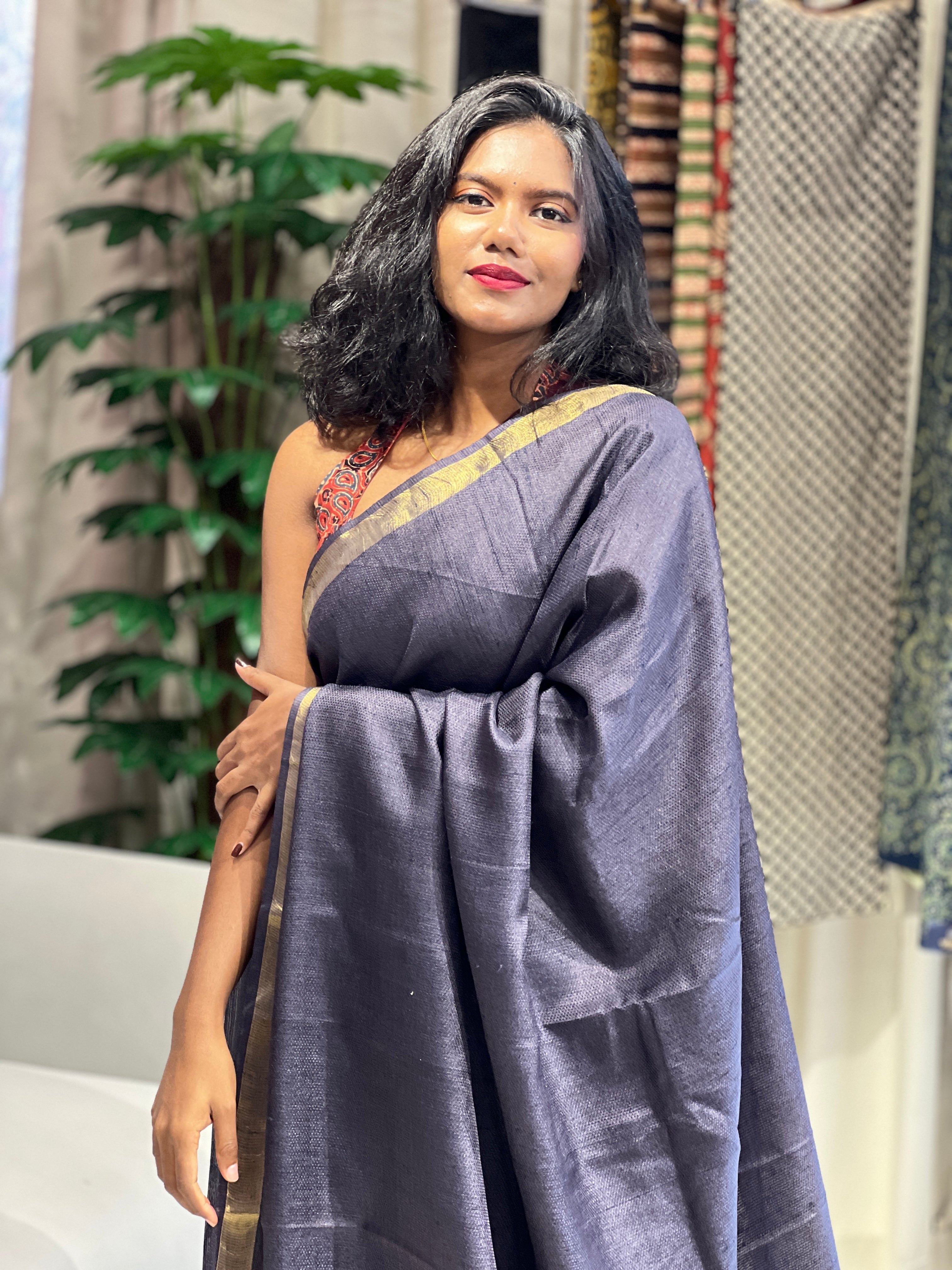 Kantha & Zari Detailed Tussar Saree | HS1267