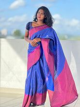 Traditional Zari Woven Stripe Patterned Semi Silk Saree | SRK104