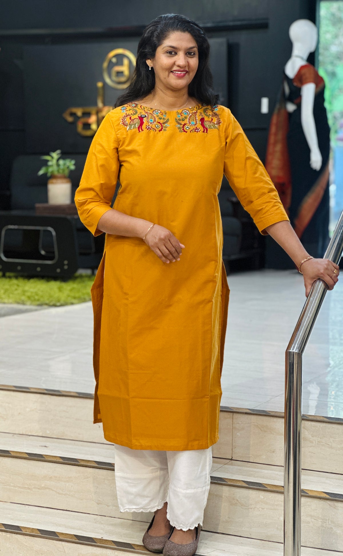 Hand Work Semi Silk Kurta Set | DNT1214