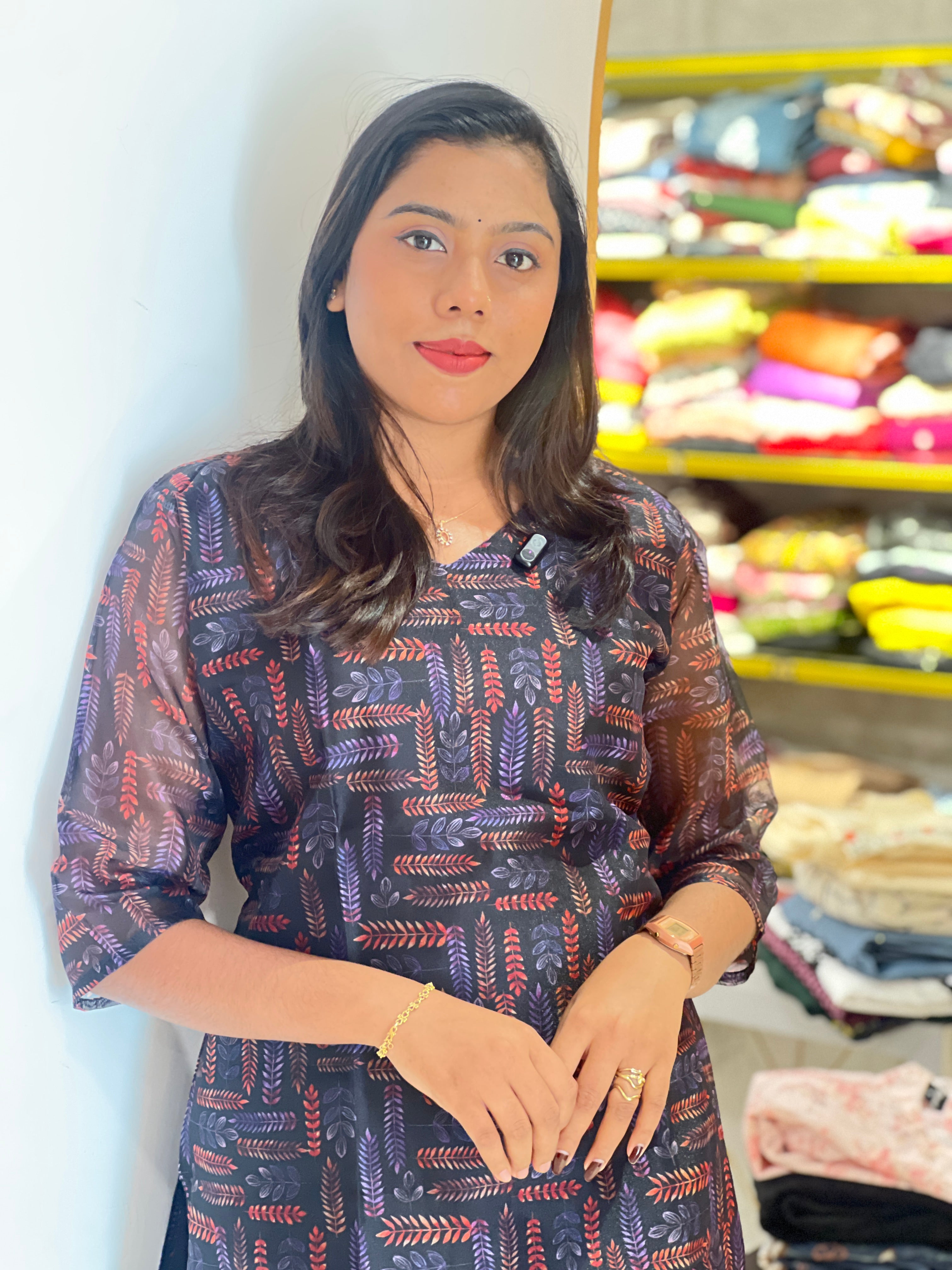 Leaf Pattern Organza Kurta | RMLA369