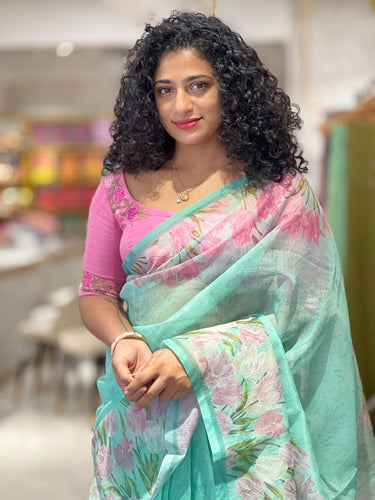 Floral Digital Printed Supernet Kota Saree | BLD386